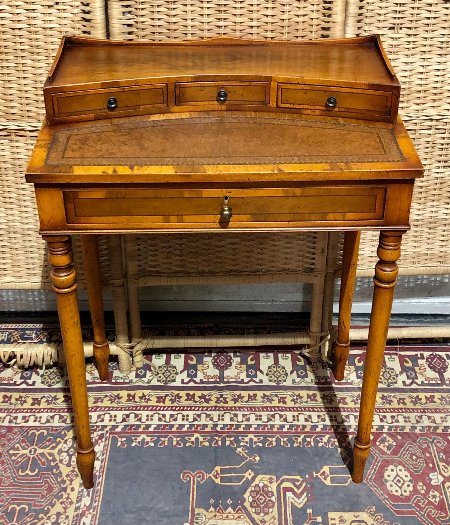 000611....Handsome Small Vintage Yew Writing Table