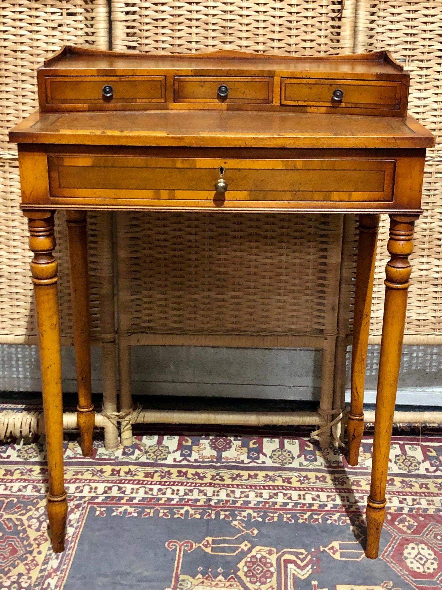 000611....Handsome Small Vintage Yew Writing Table