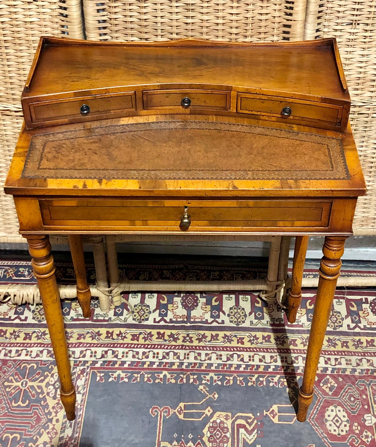000611....Handsome Small Vintage Yew Writing Table