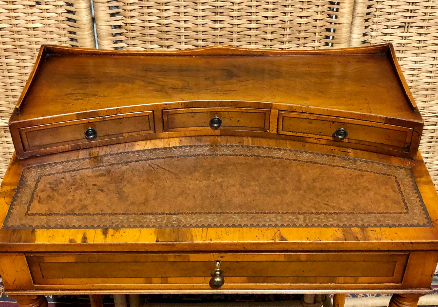 000611....Handsome Small Vintage Yew Writing Table