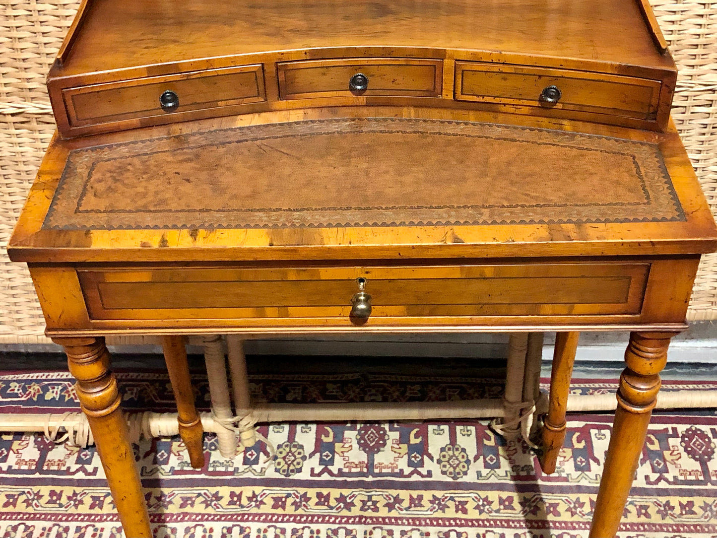 000611....Handsome Small Vintage Yew Writing Table