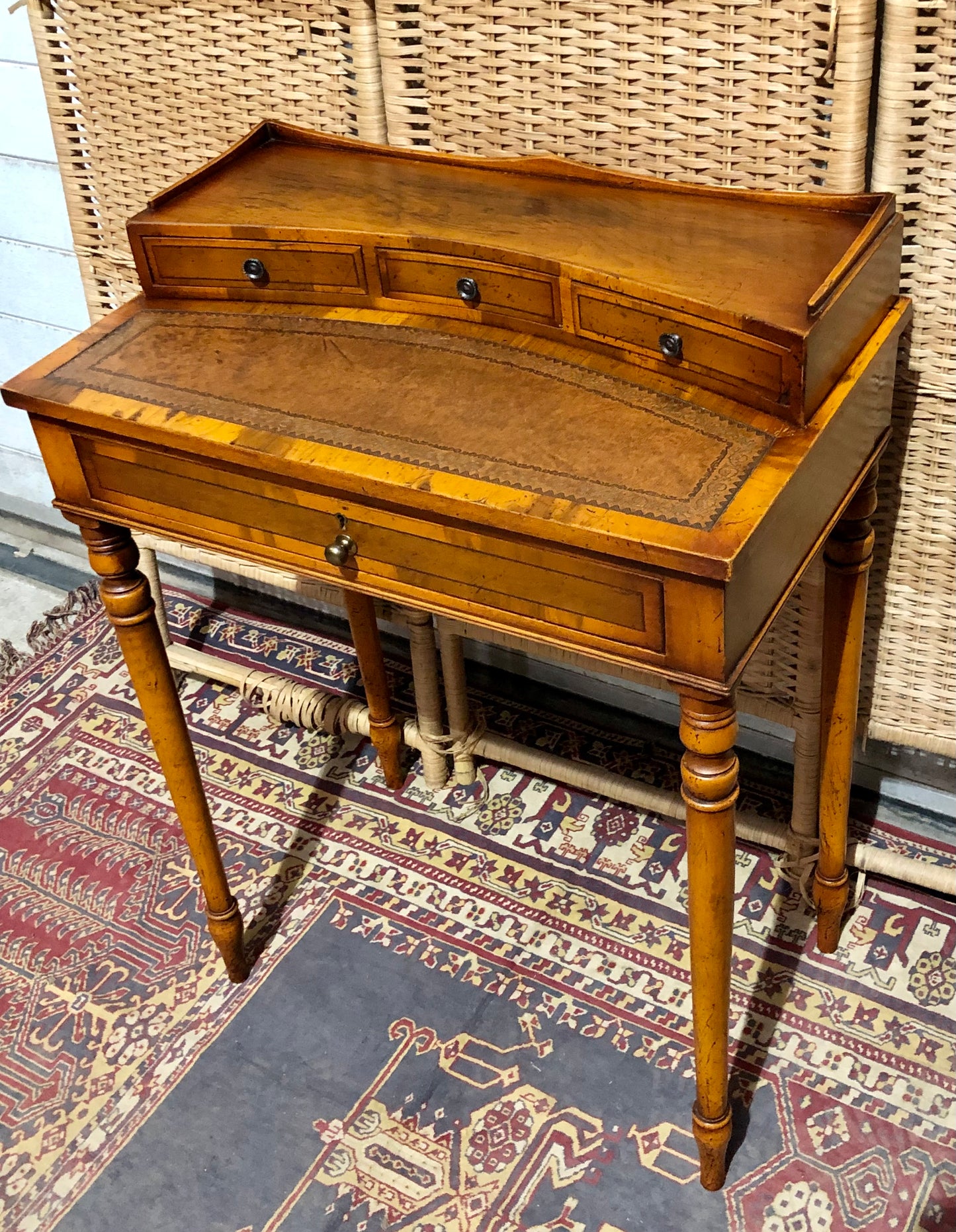 000611....Handsome Small Vintage Yew Writing Table