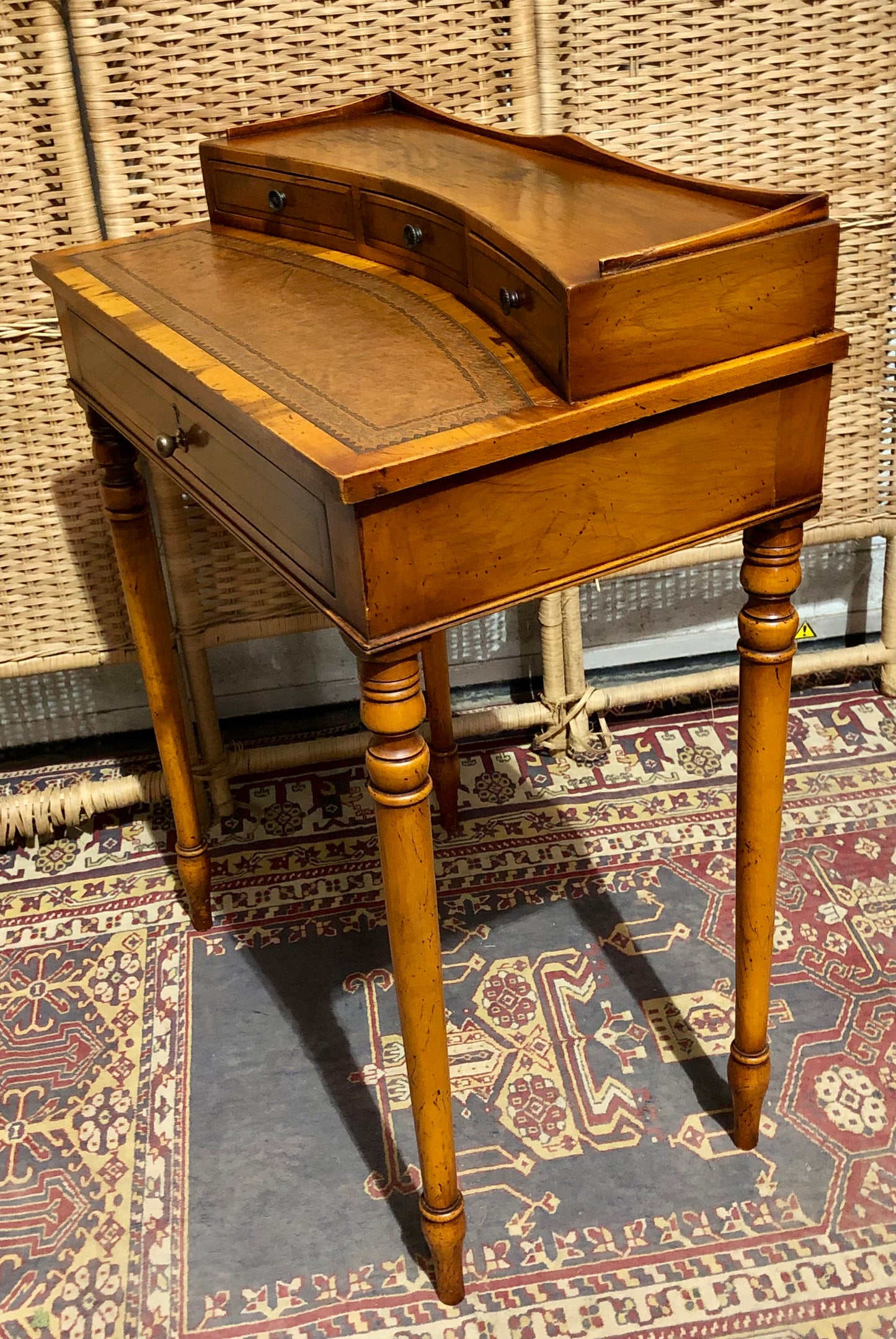 000611....Handsome Small Vintage Yew Writing Table