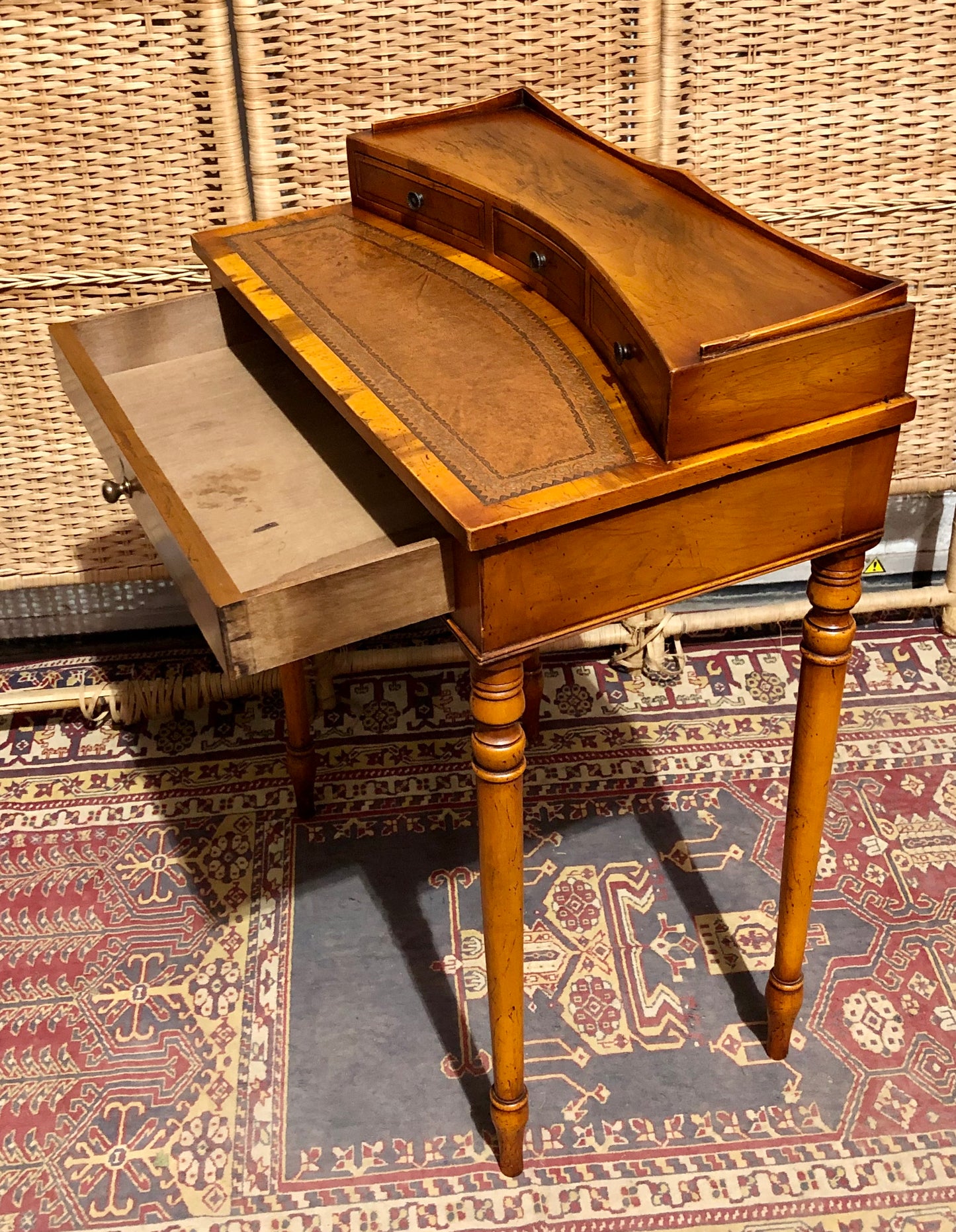 000611....Handsome Small Vintage Yew Writing Table