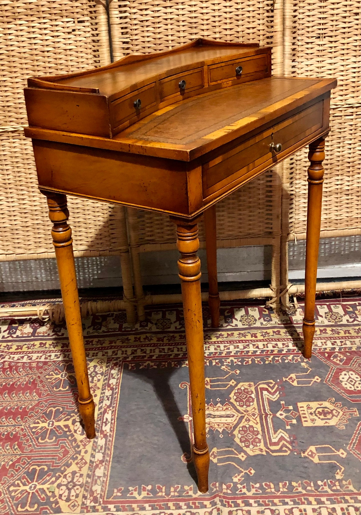 000611....Handsome Small Vintage Yew Writing Table