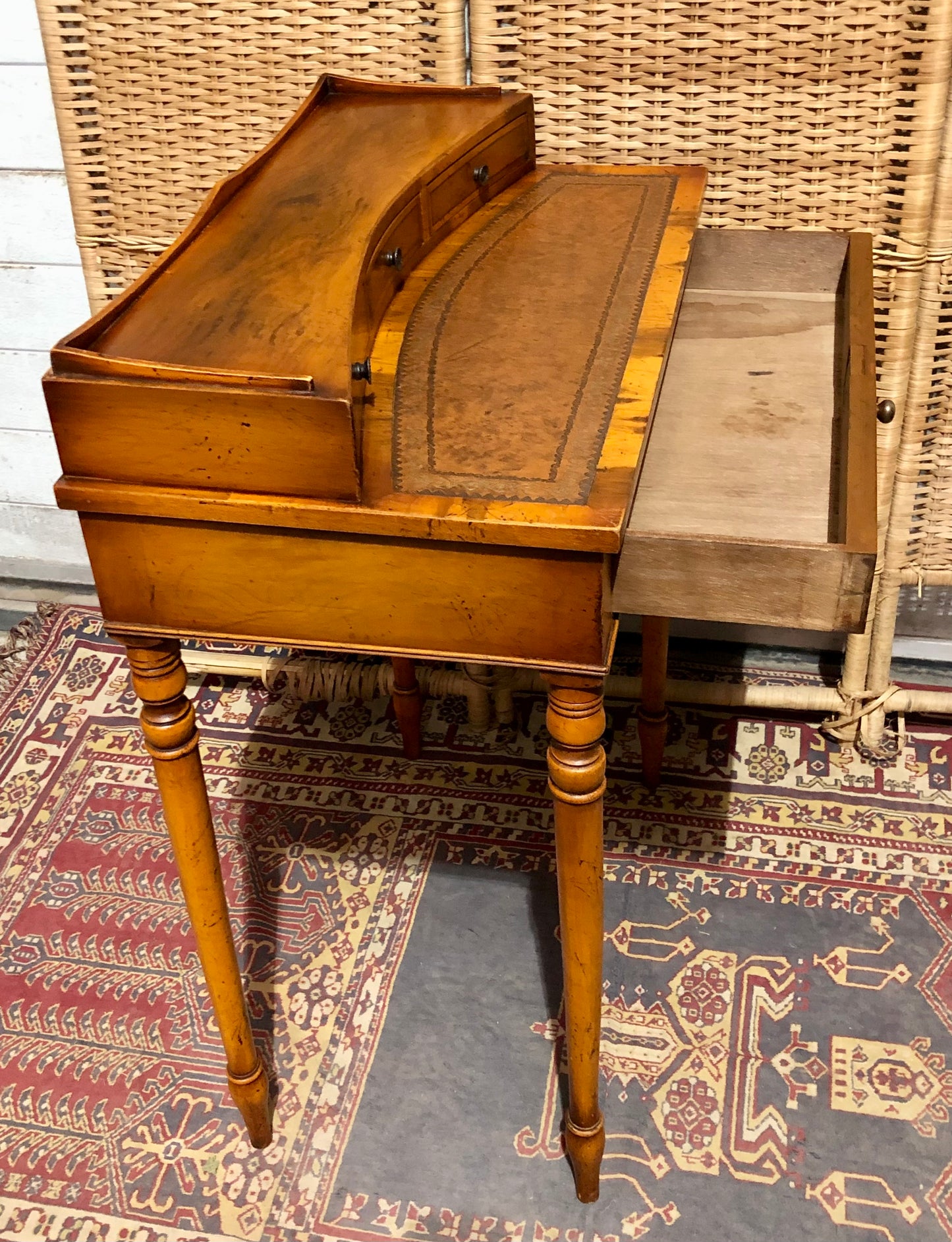 000611....Handsome Small Vintage Yew Writing Table