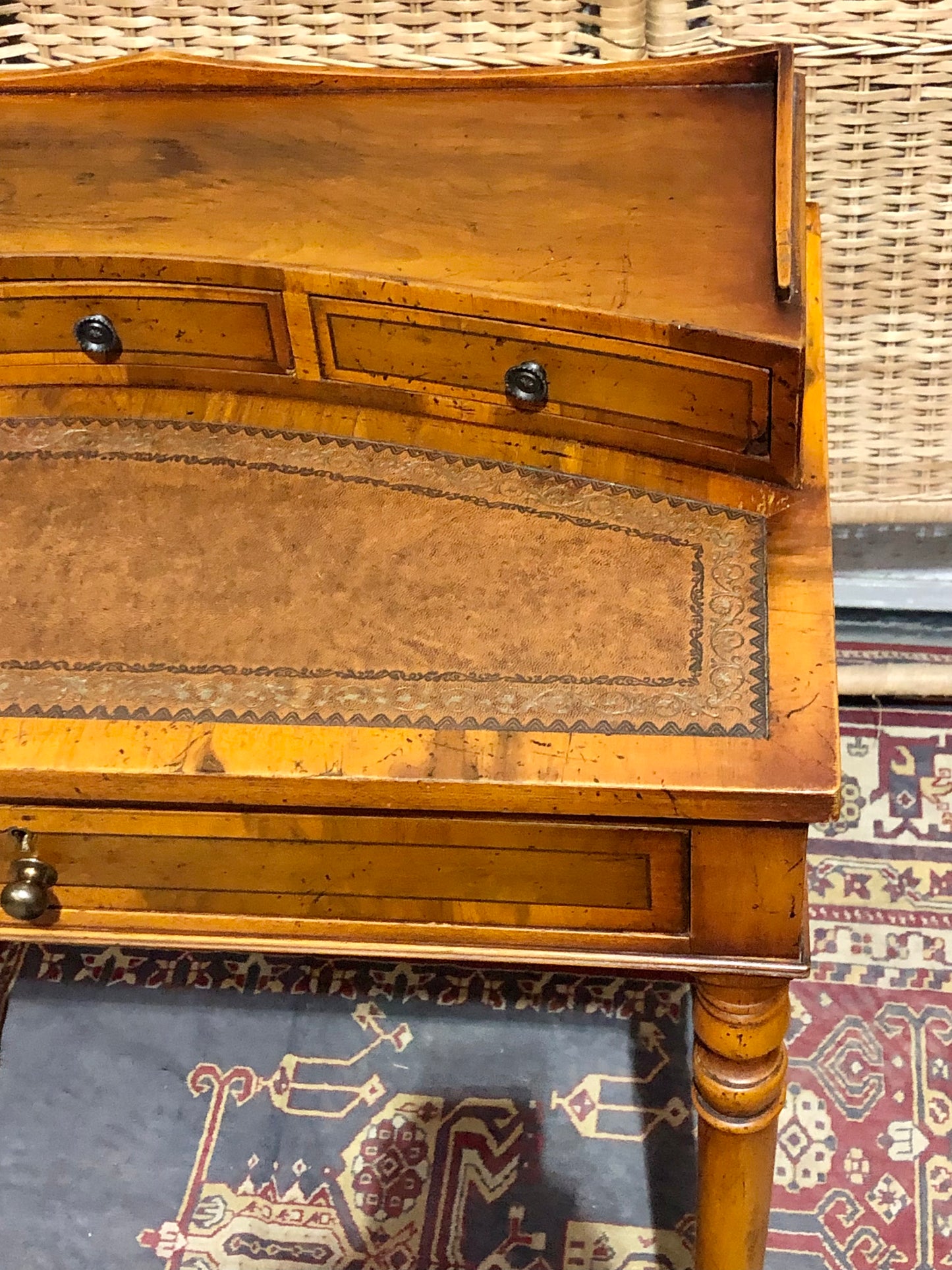 000611....Handsome Small Vintage Yew Writing Table