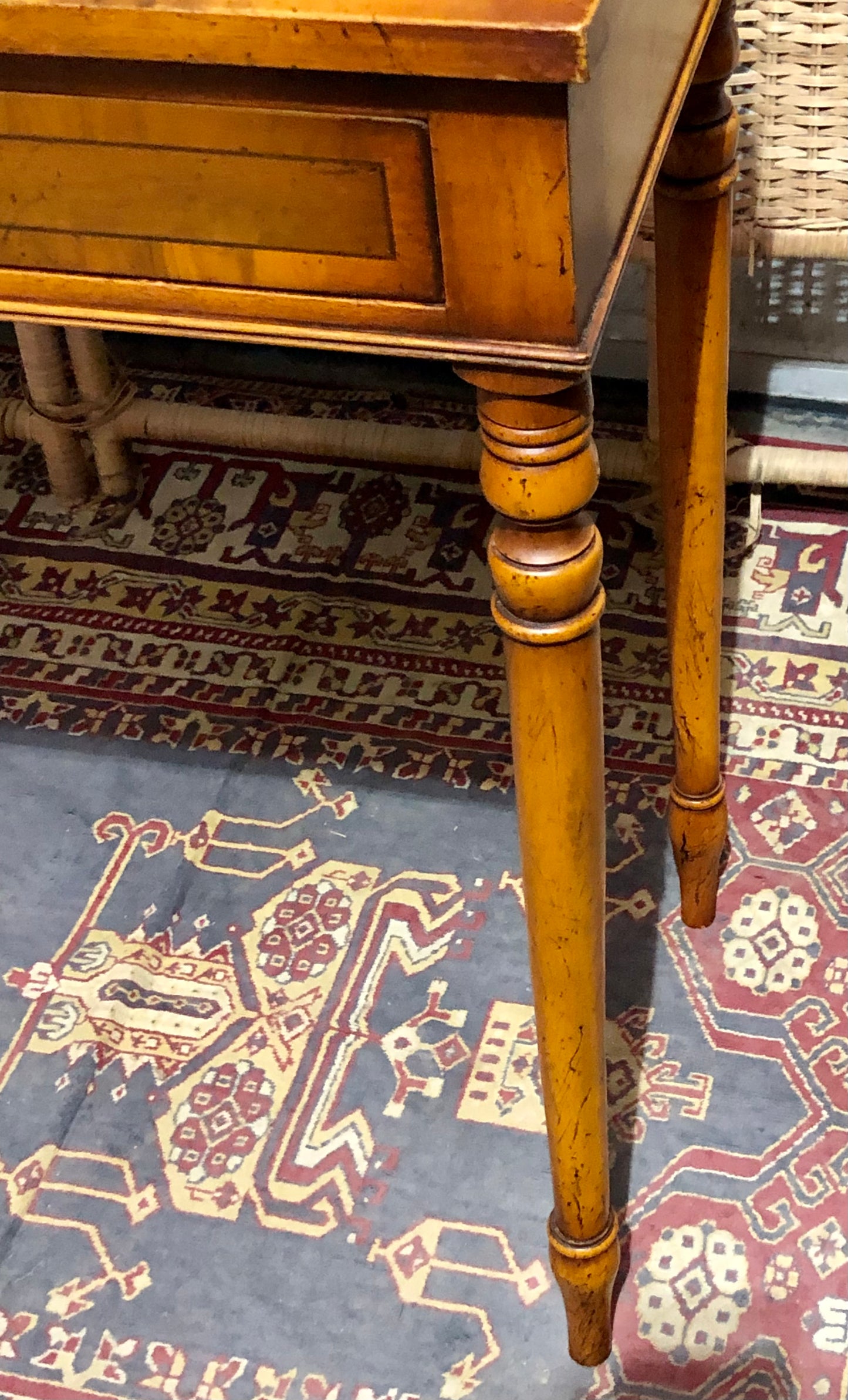 000611....Handsome Small Vintage Yew Writing Table