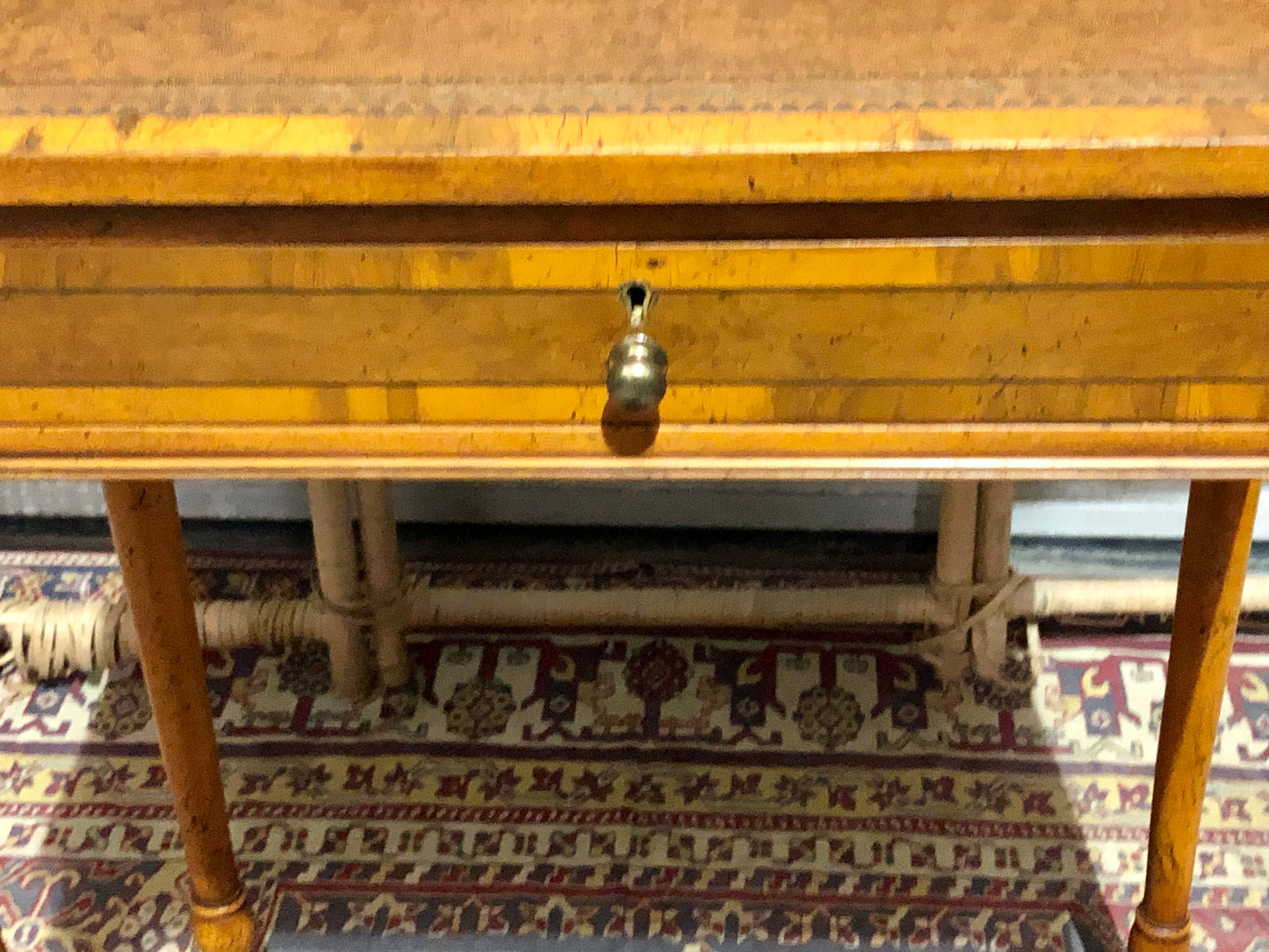 000611....Handsome Small Vintage Yew Writing Table