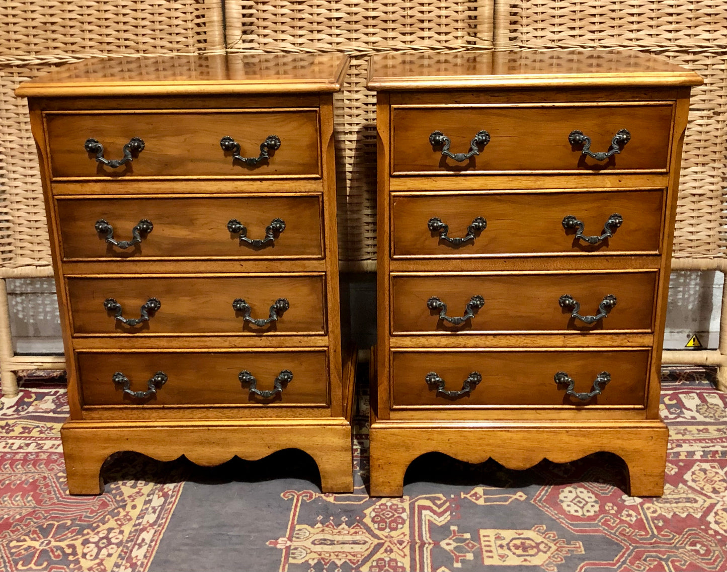 000610....Handsome Pair Of Vintage Yew Bedside Chests ( sold )