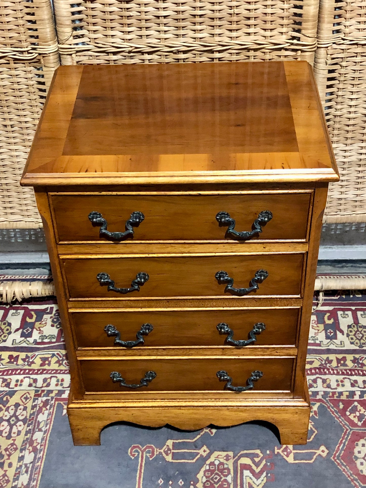 000610....Handsome Pair Of Vintage Yew Bedside Chests ( sold )