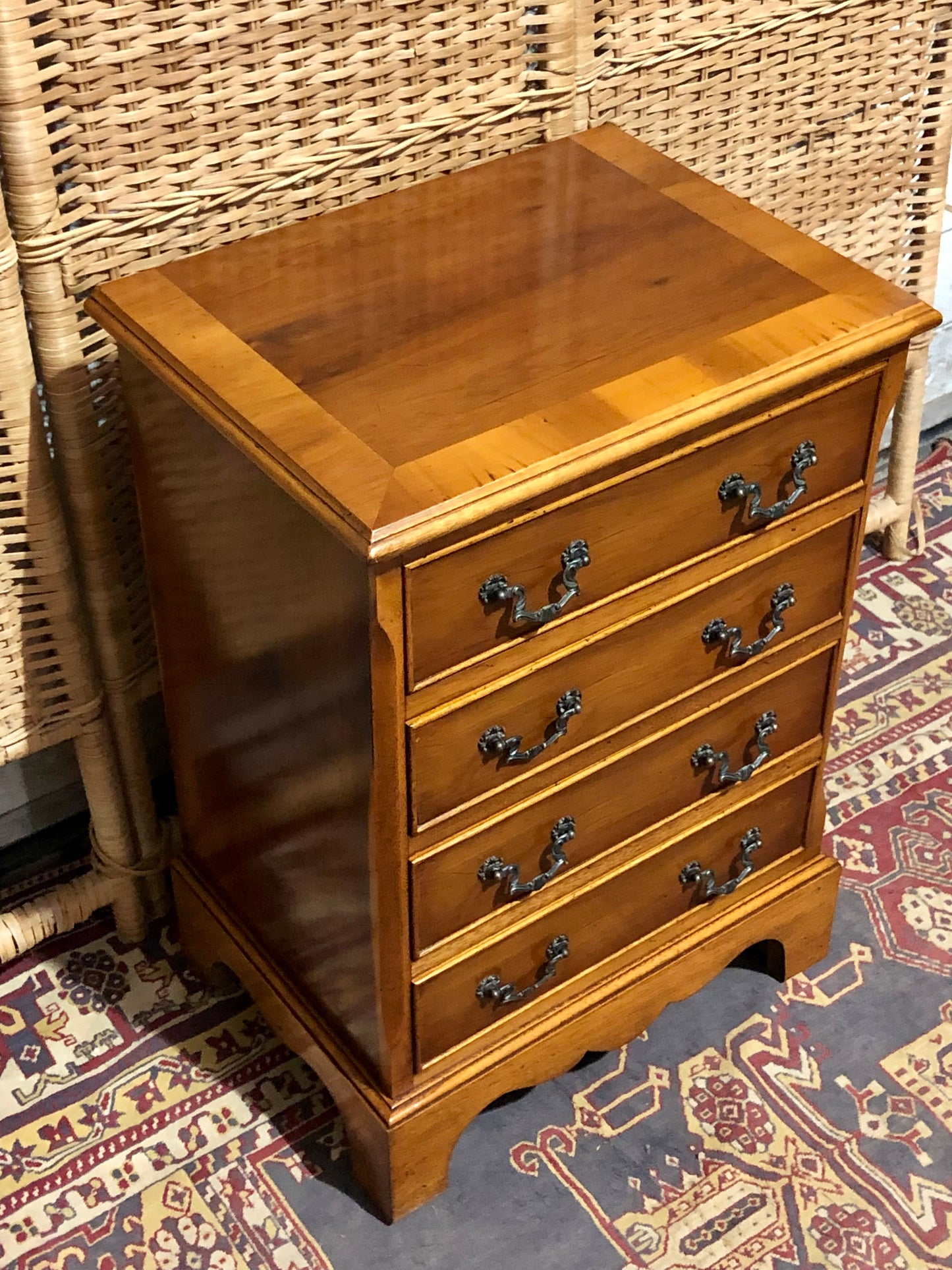000610....Handsome Pair Of Vintage Yew Bedside Chests ( sold )