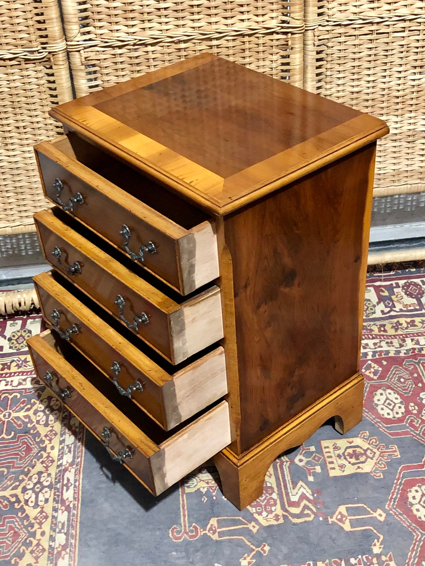 000610....Handsome Pair Of Vintage Yew Bedside Chests ( sold )