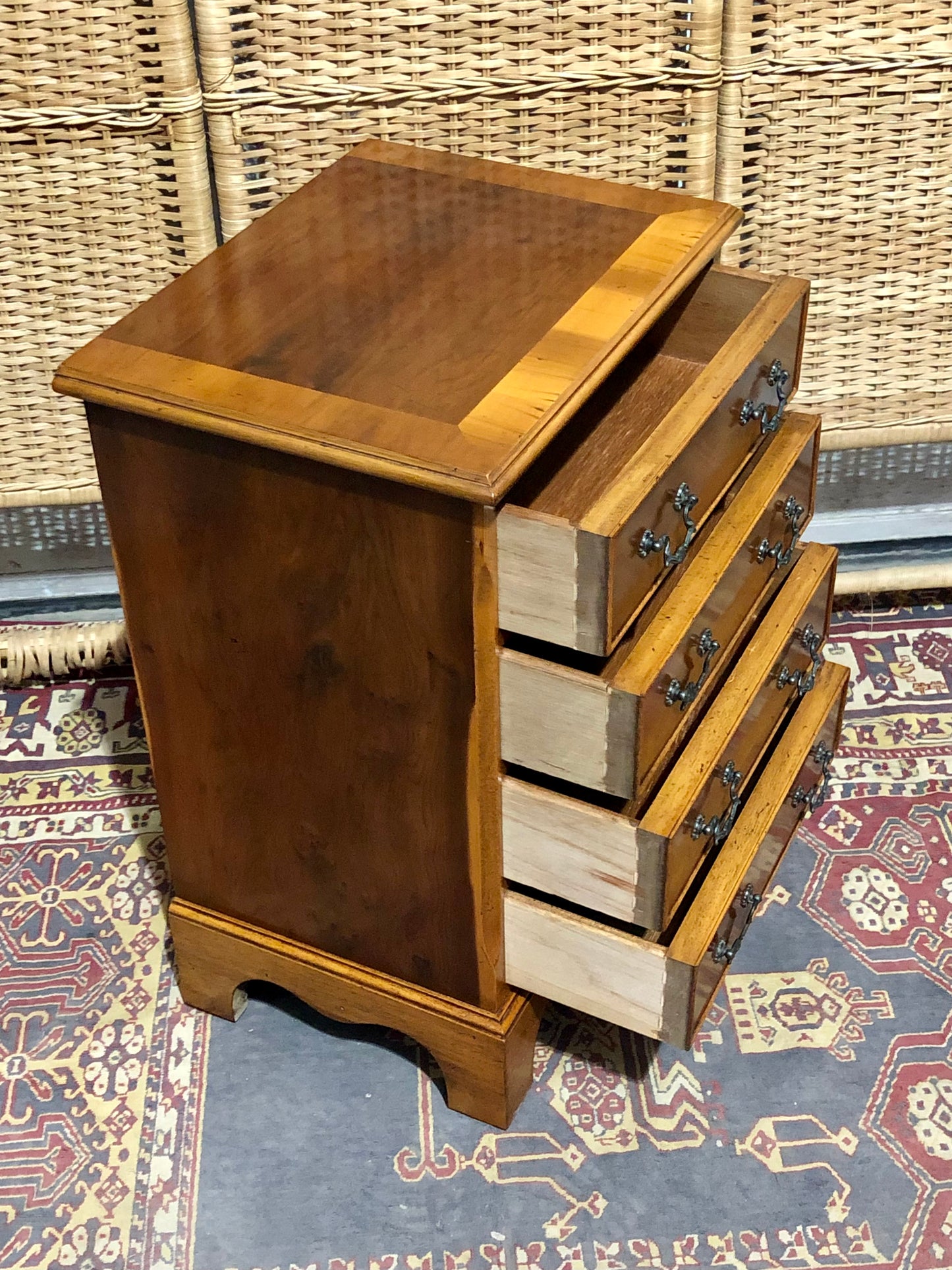 000610....Handsome Pair Of Vintage Yew Bedside Chests ( sold )