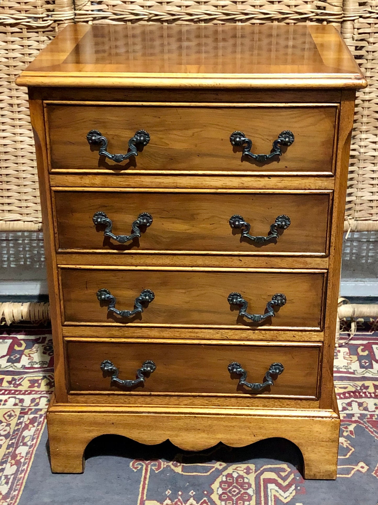 000610....Handsome Pair Of Vintage Yew Bedside Chests ( sold )
