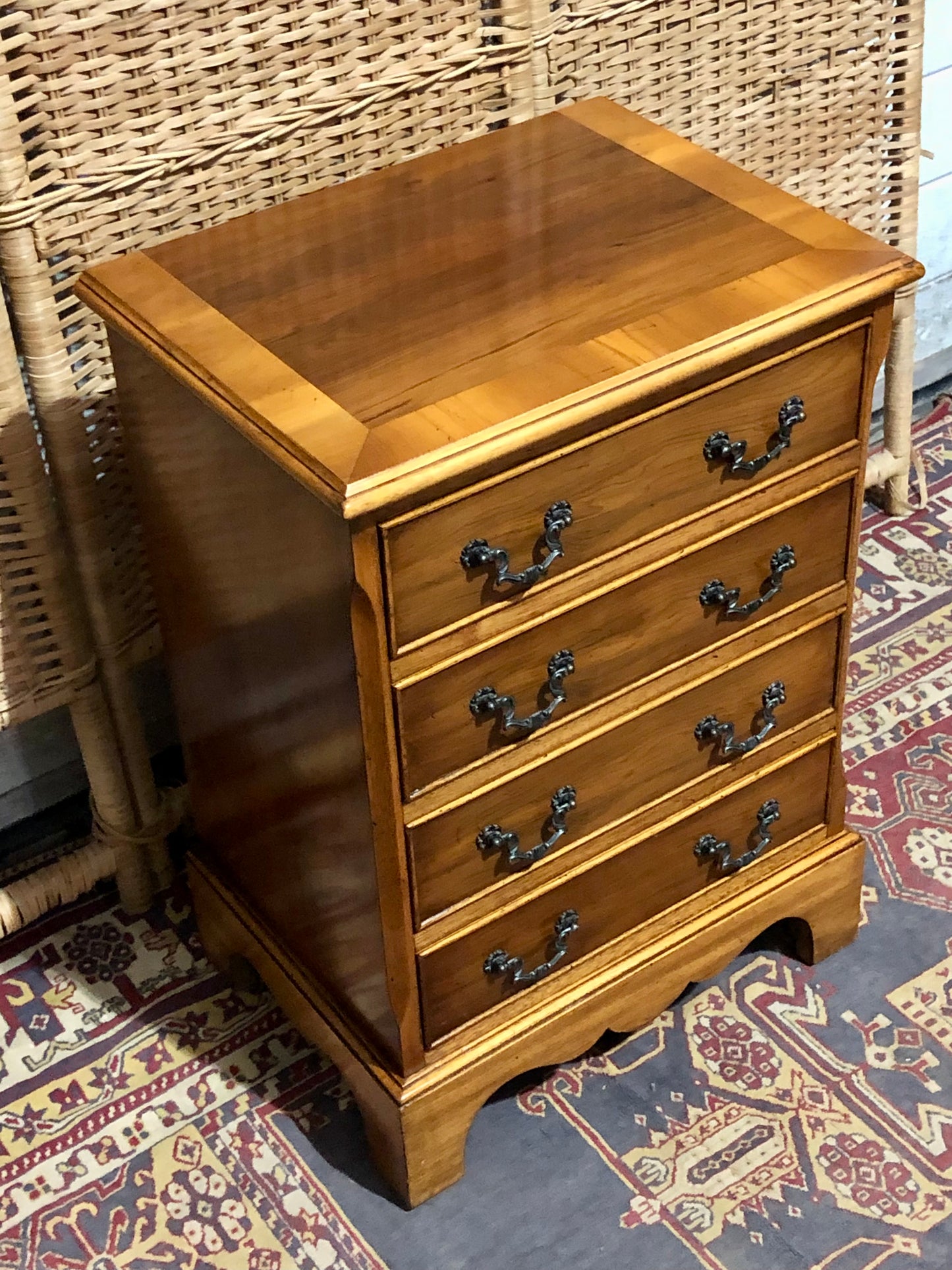 000610....Handsome Pair Of Vintage Yew Bedside Chests ( sold )