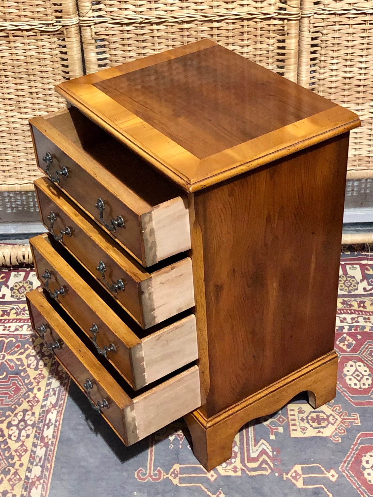 000610....Handsome Pair Of Vintage Yew Bedside Chests ( sold )