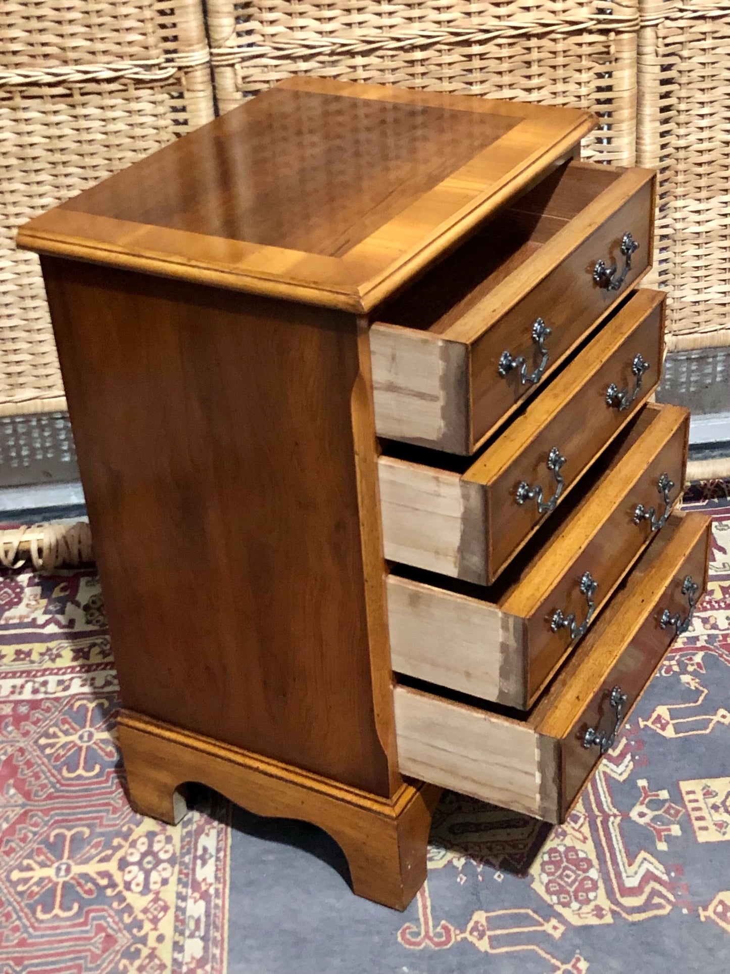000610....Handsome Pair Of Vintage Yew Bedside Chests ( sold )
