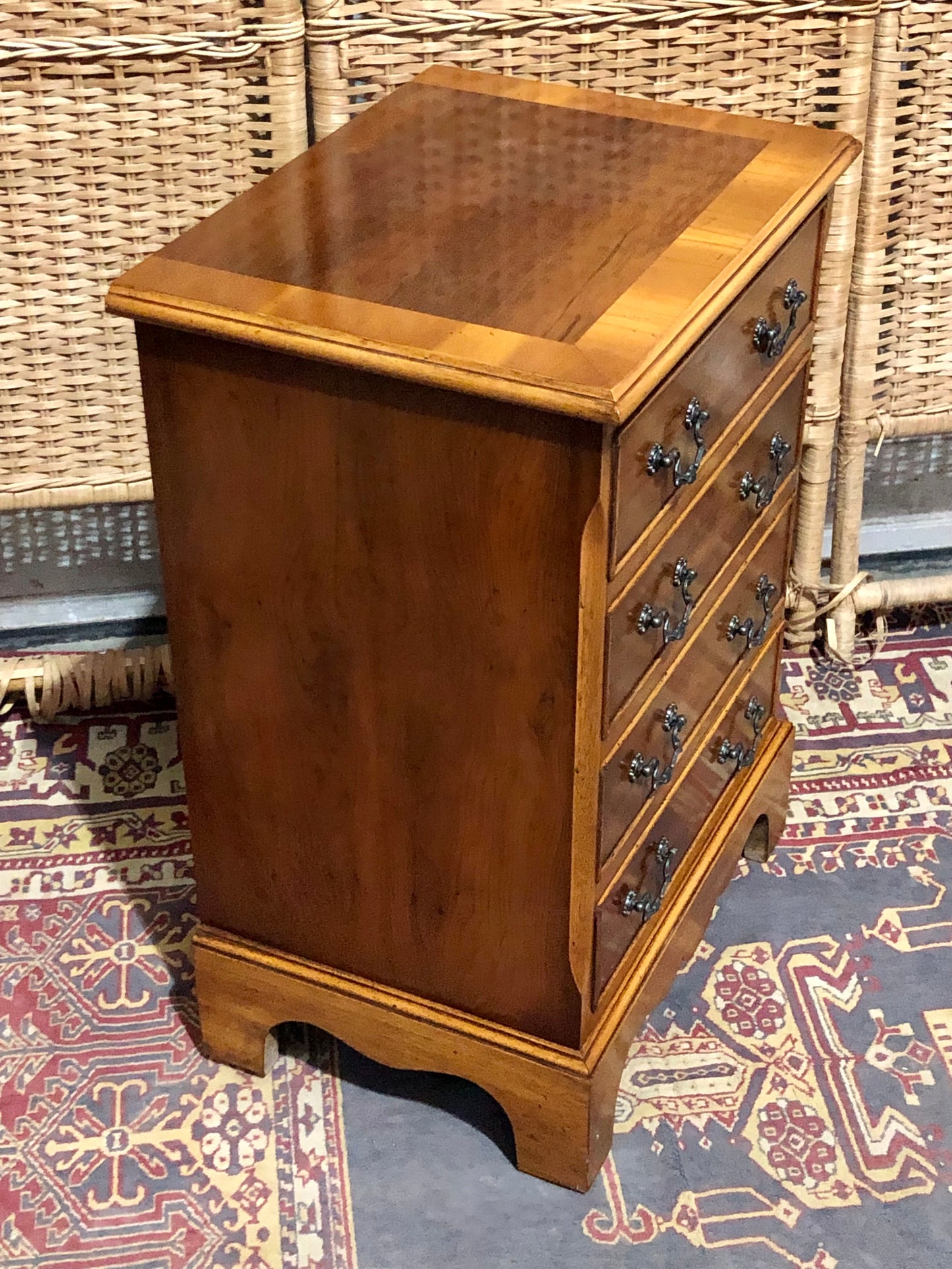 000610....Handsome Pair Of Vintage Yew Bedside Chests ( sold )