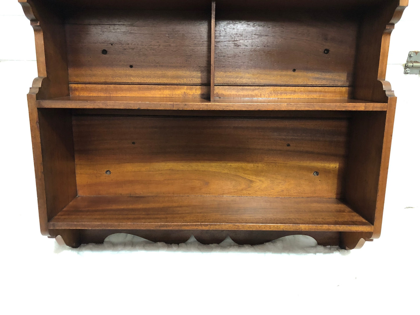 000608....Handsome Vintage Arts And Crafts Mahogany Wall Shelves