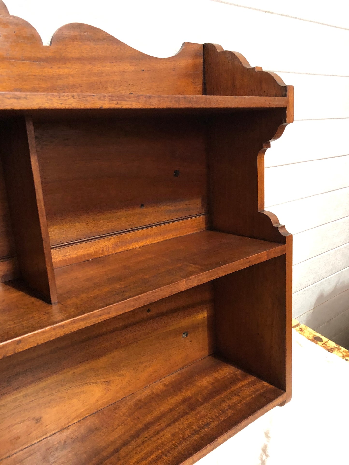 000608....Handsome Vintage Arts And Crafts Mahogany Wall Shelves