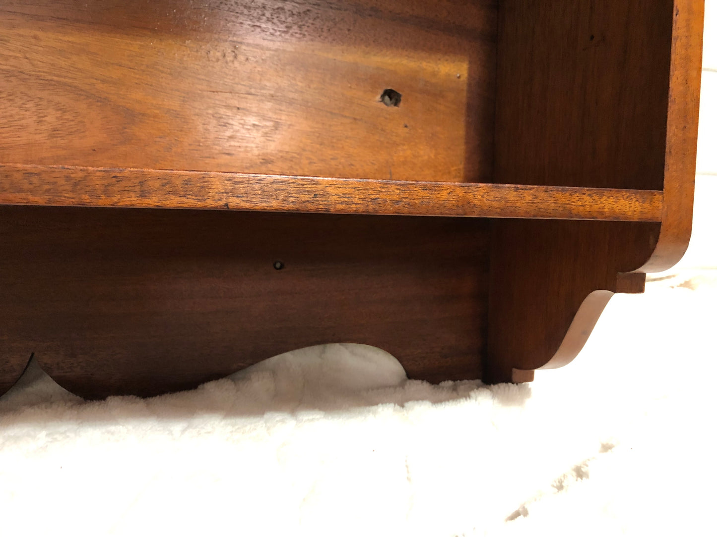 000608....Handsome Vintage Arts And Crafts Mahogany Wall Shelves