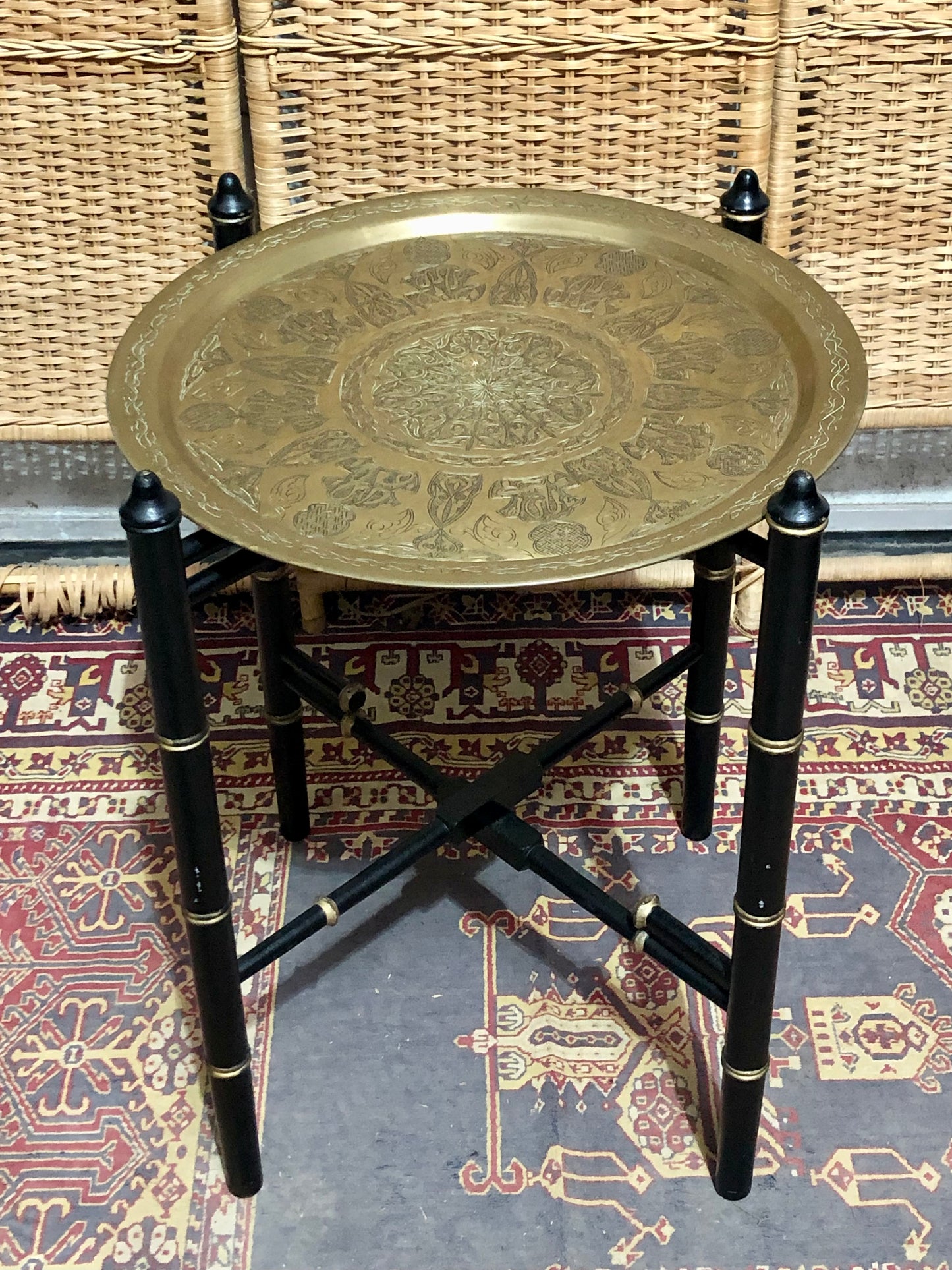 000601....Handsome Vintage Brass Top Table