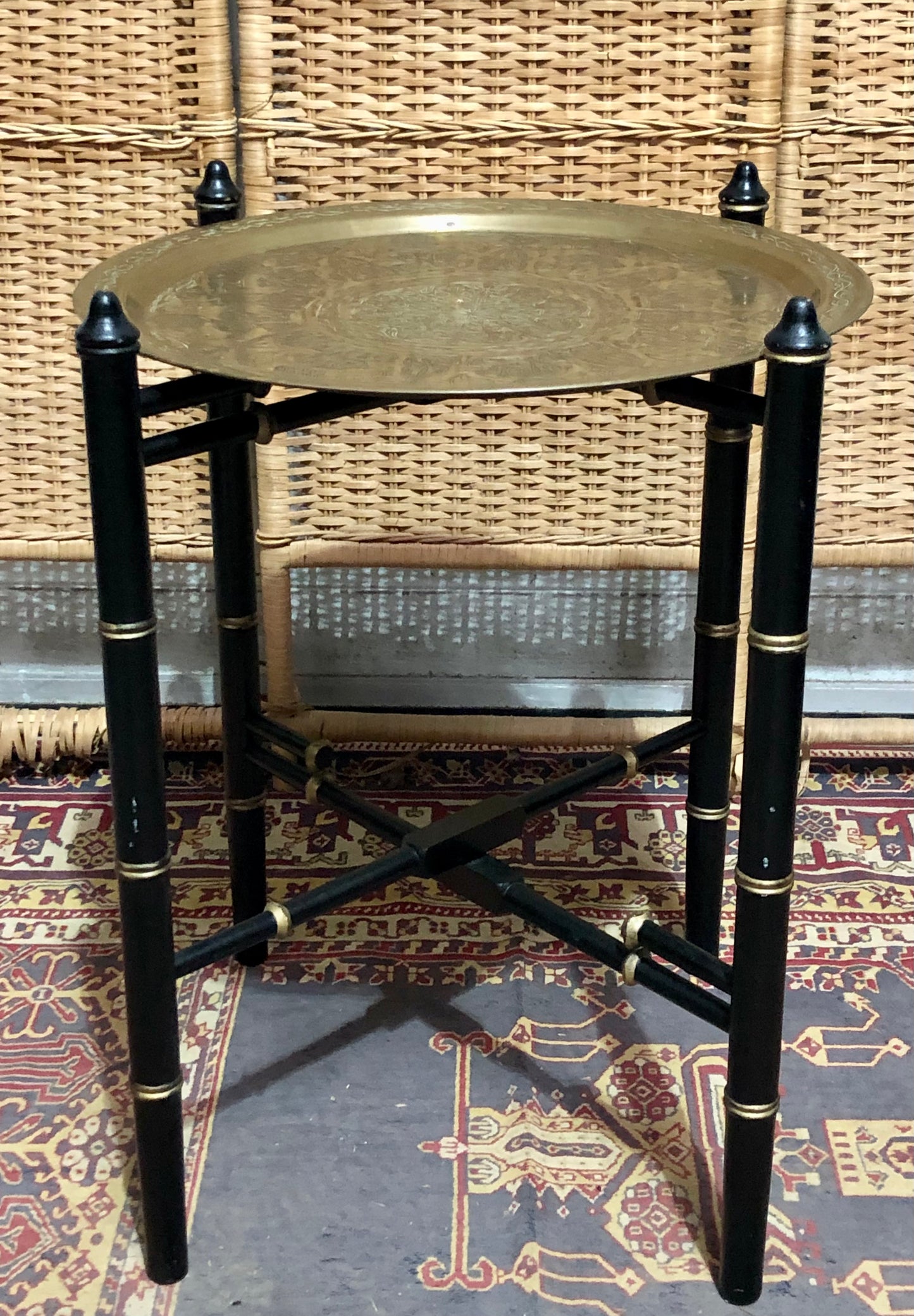 000601....Handsome Vintage Brass Top Table