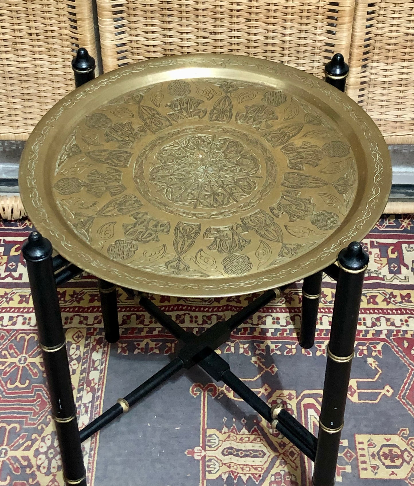 000601....Handsome Vintage Brass Top Table