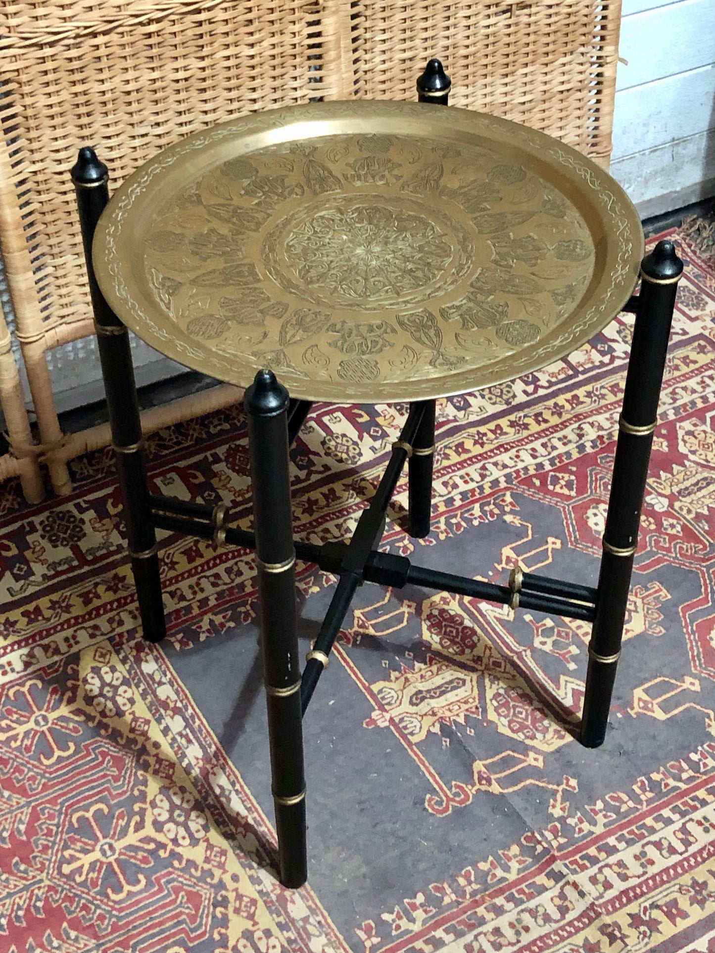 000601....Handsome Vintage Brass Top Table
