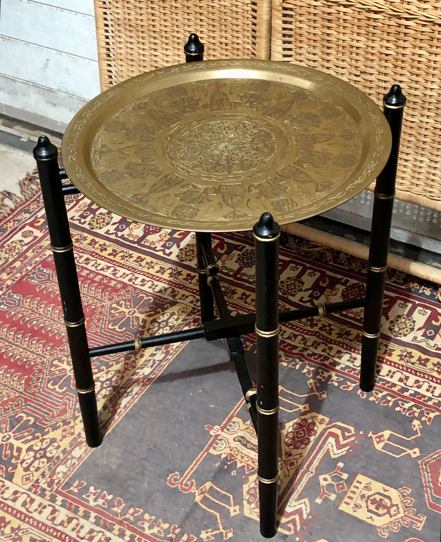 000601....Handsome Vintage Brass Top Table