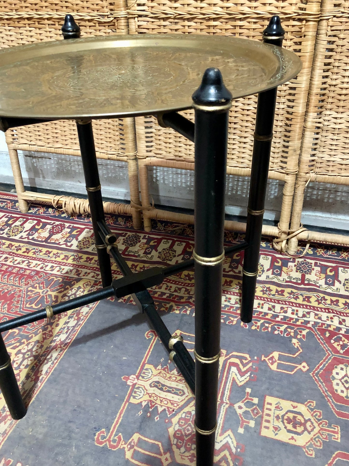 000601....Handsome Vintage Brass Top Table