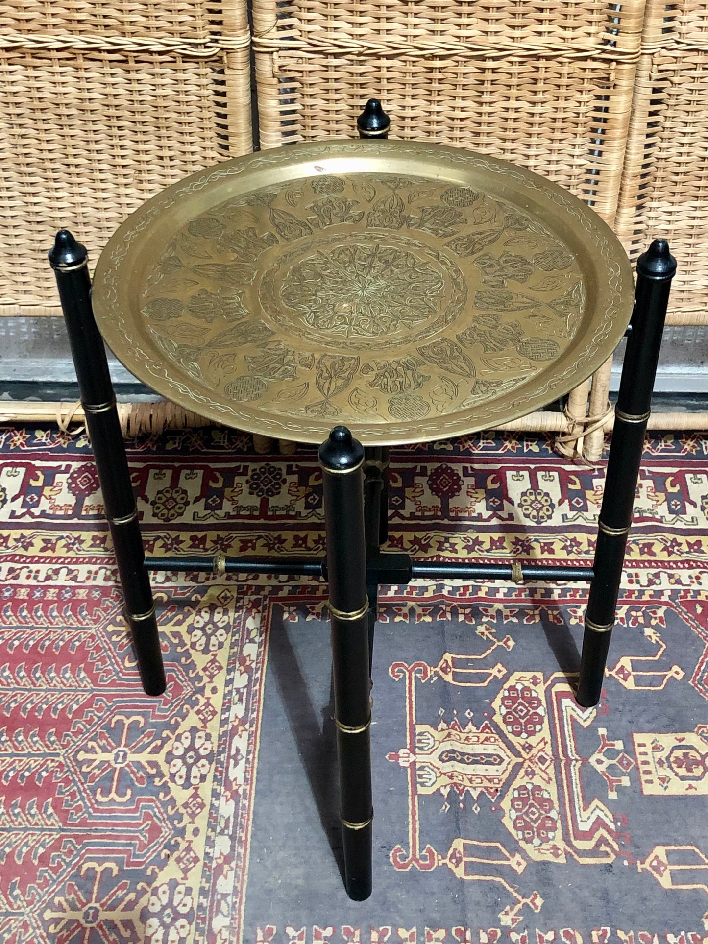 000601....Handsome Vintage Brass Top Table