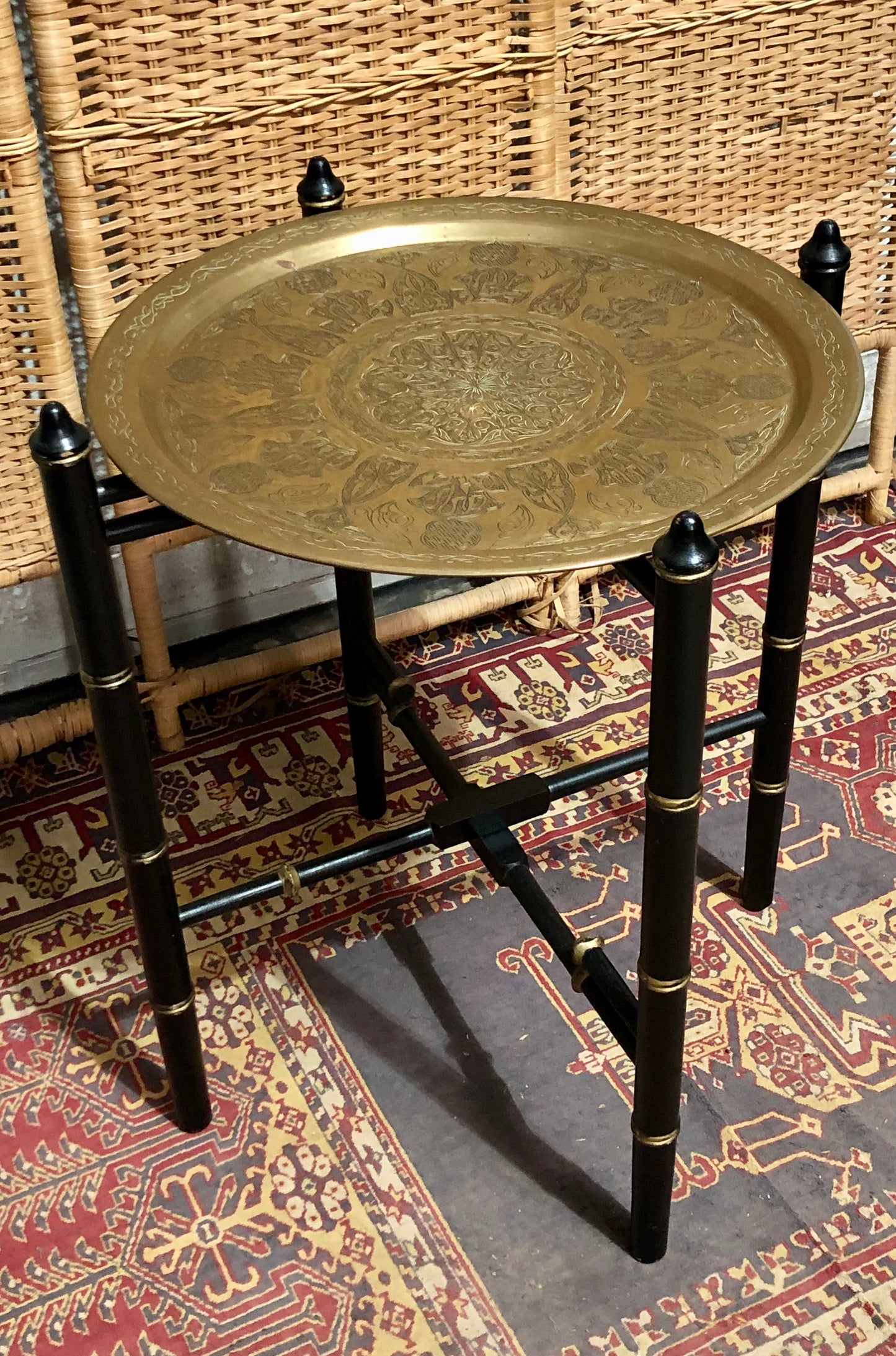 000601....Handsome Vintage Brass Top Table