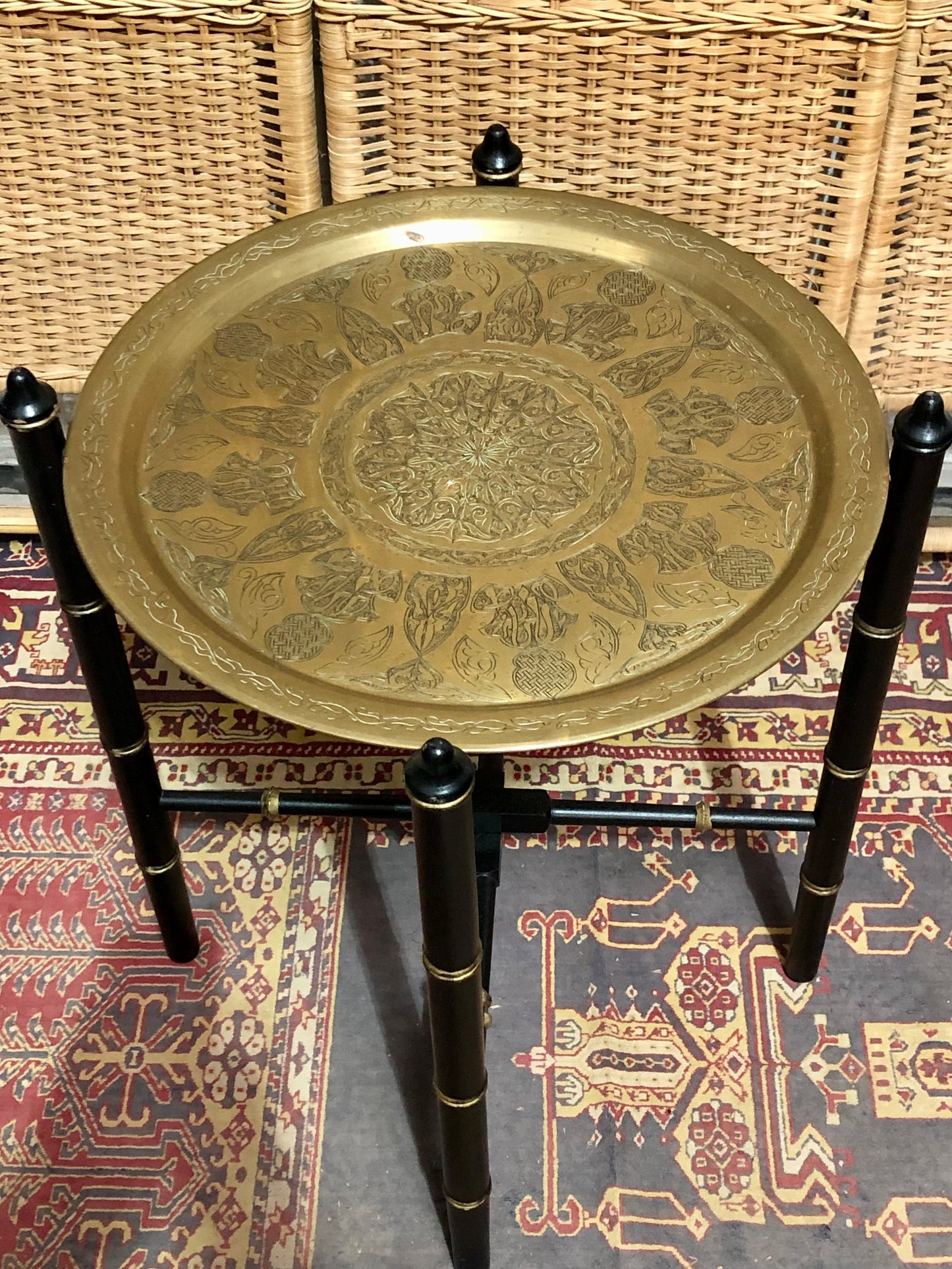 000601....Handsome Vintage Brass Top Table
