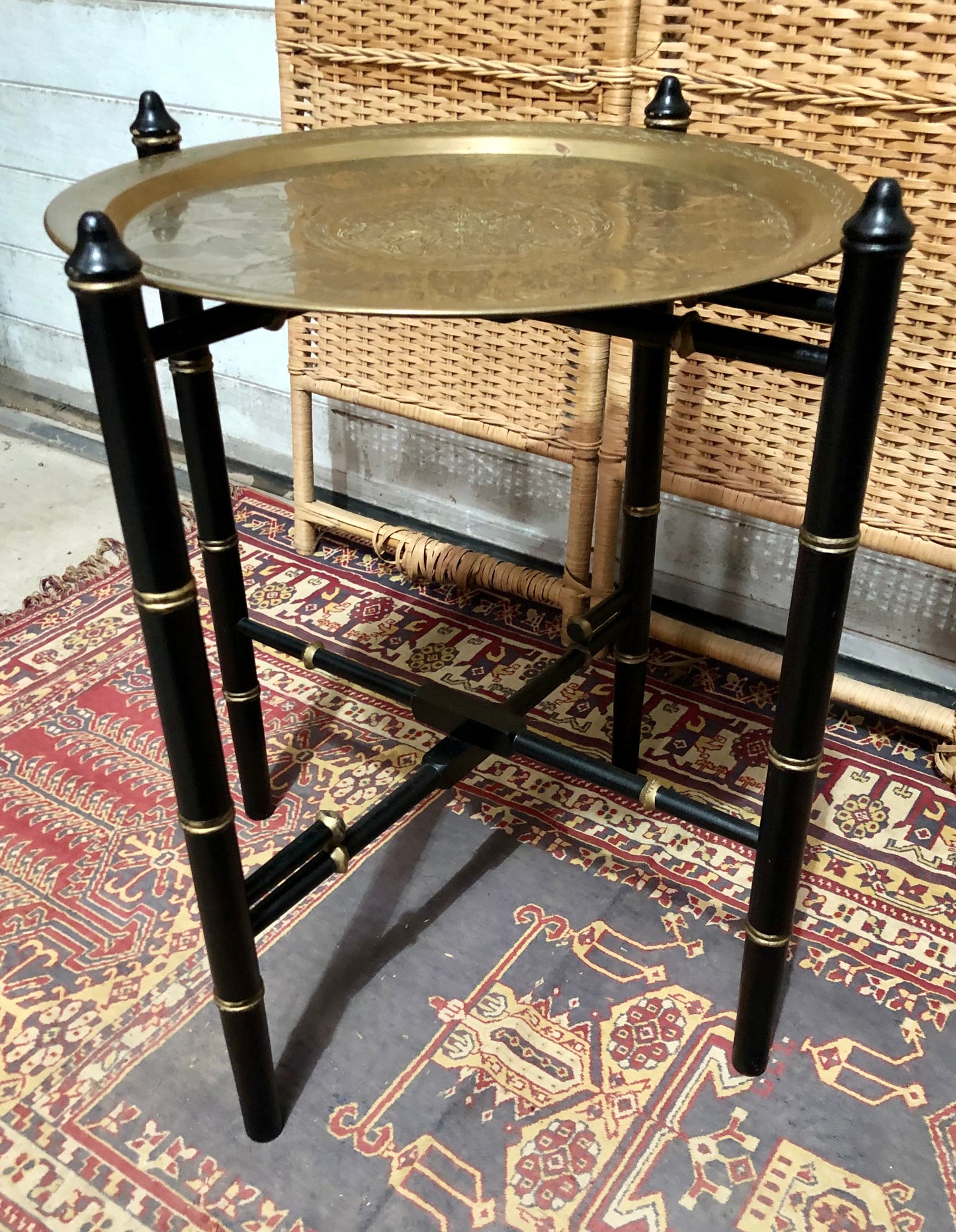 000601....Handsome Vintage Brass Top Table