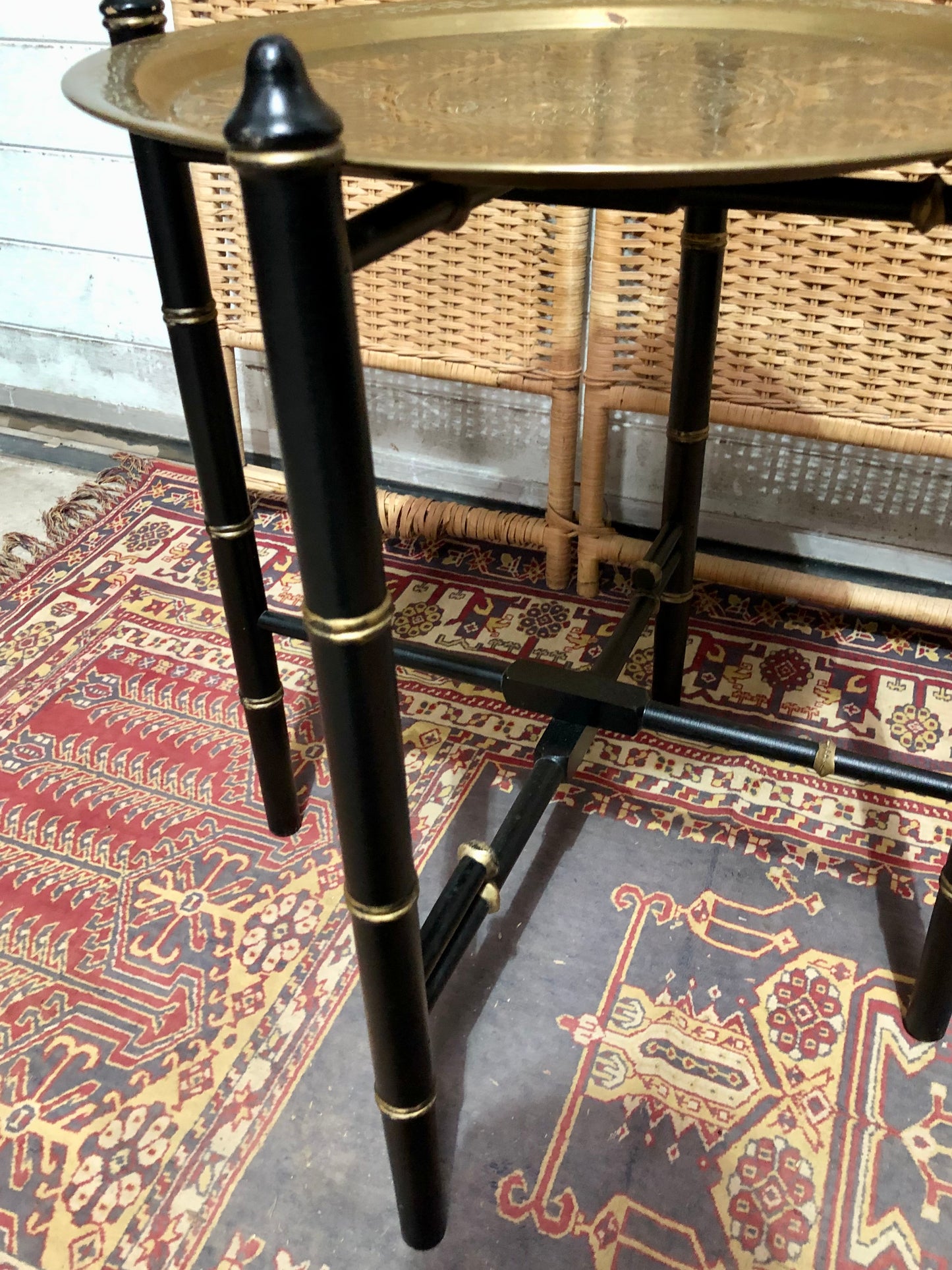 000601....Handsome Vintage Brass Top Table