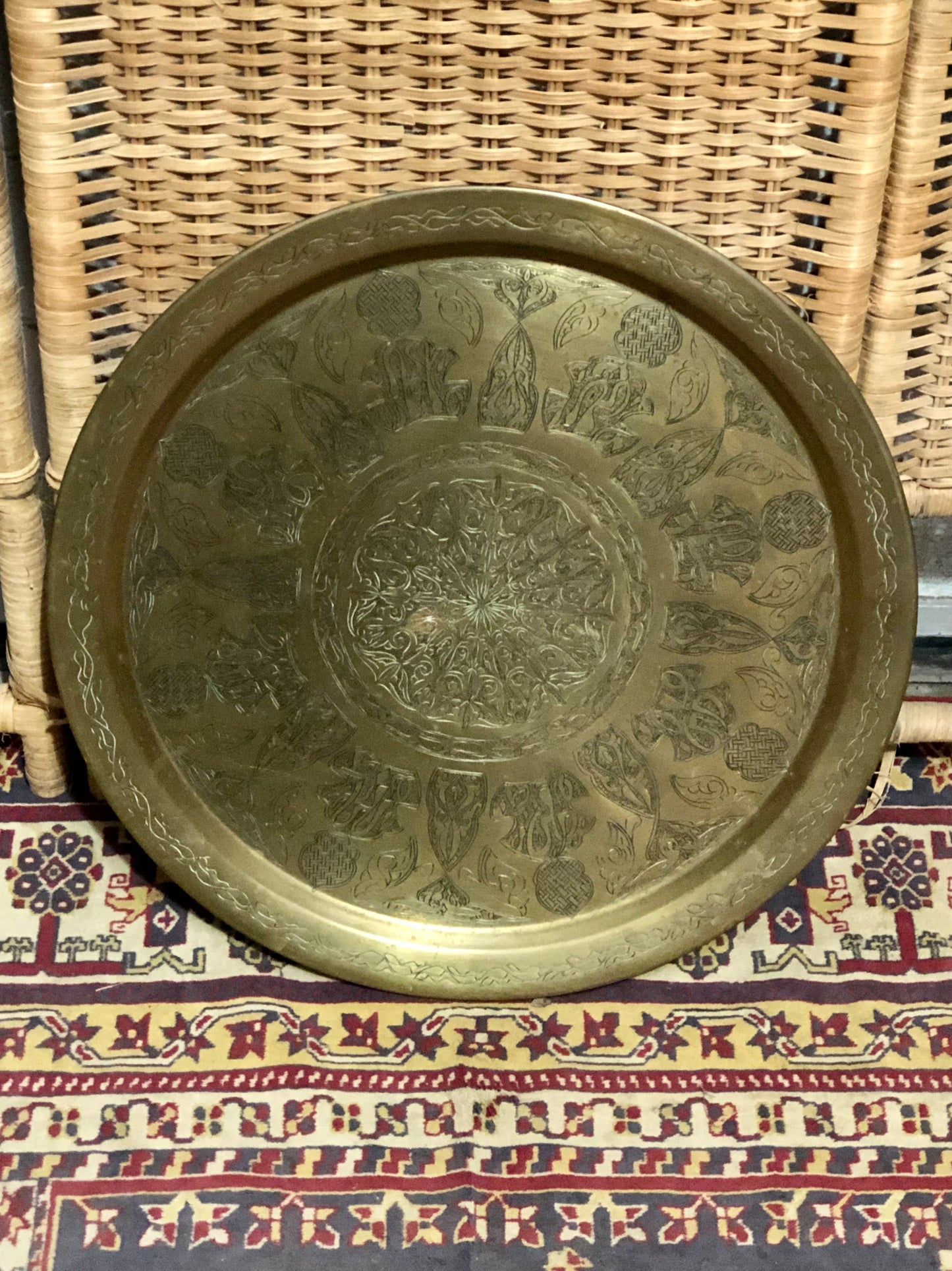 000601....Handsome Vintage Brass Top Table