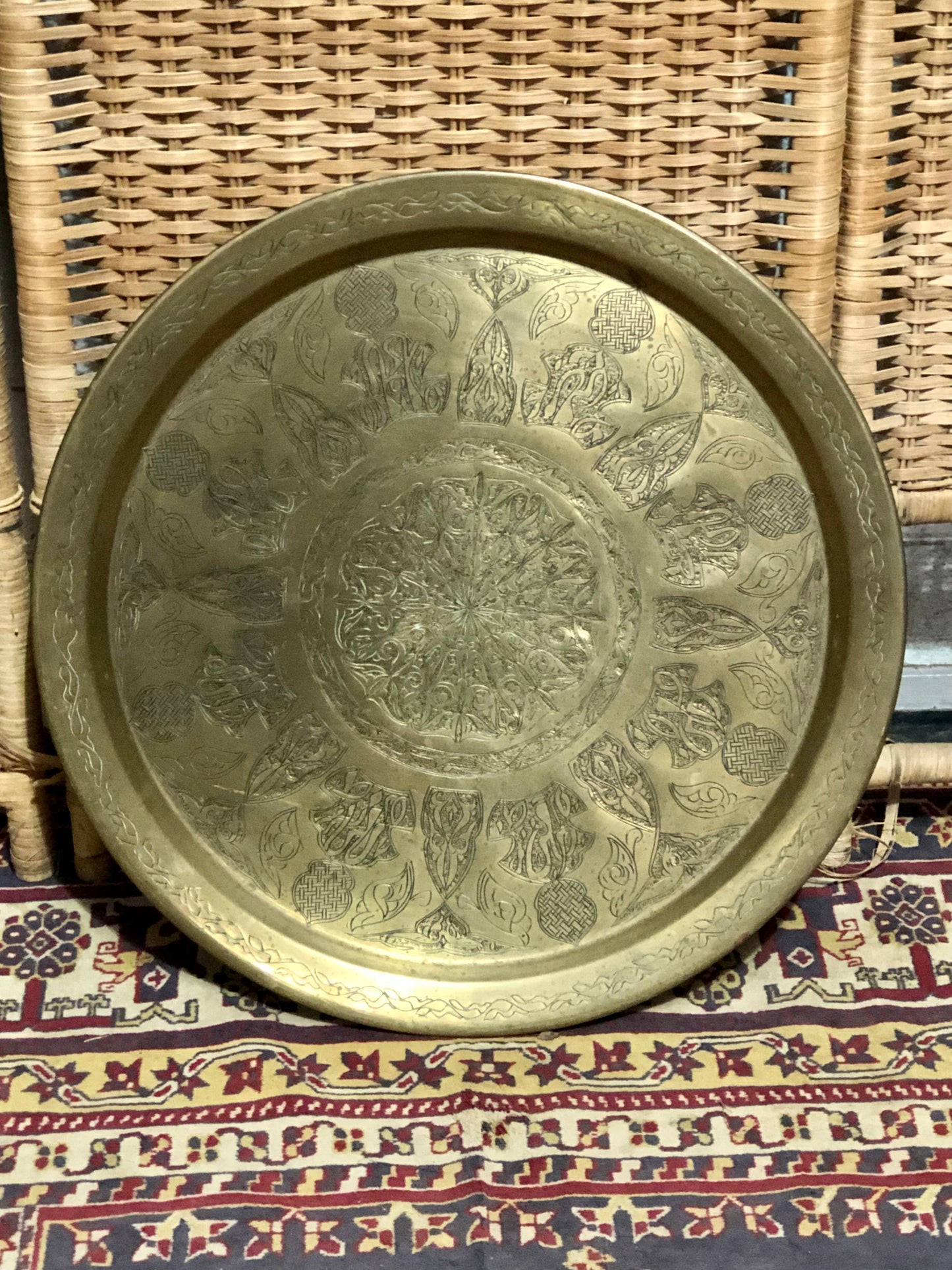 000601....Handsome Vintage Brass Top Table