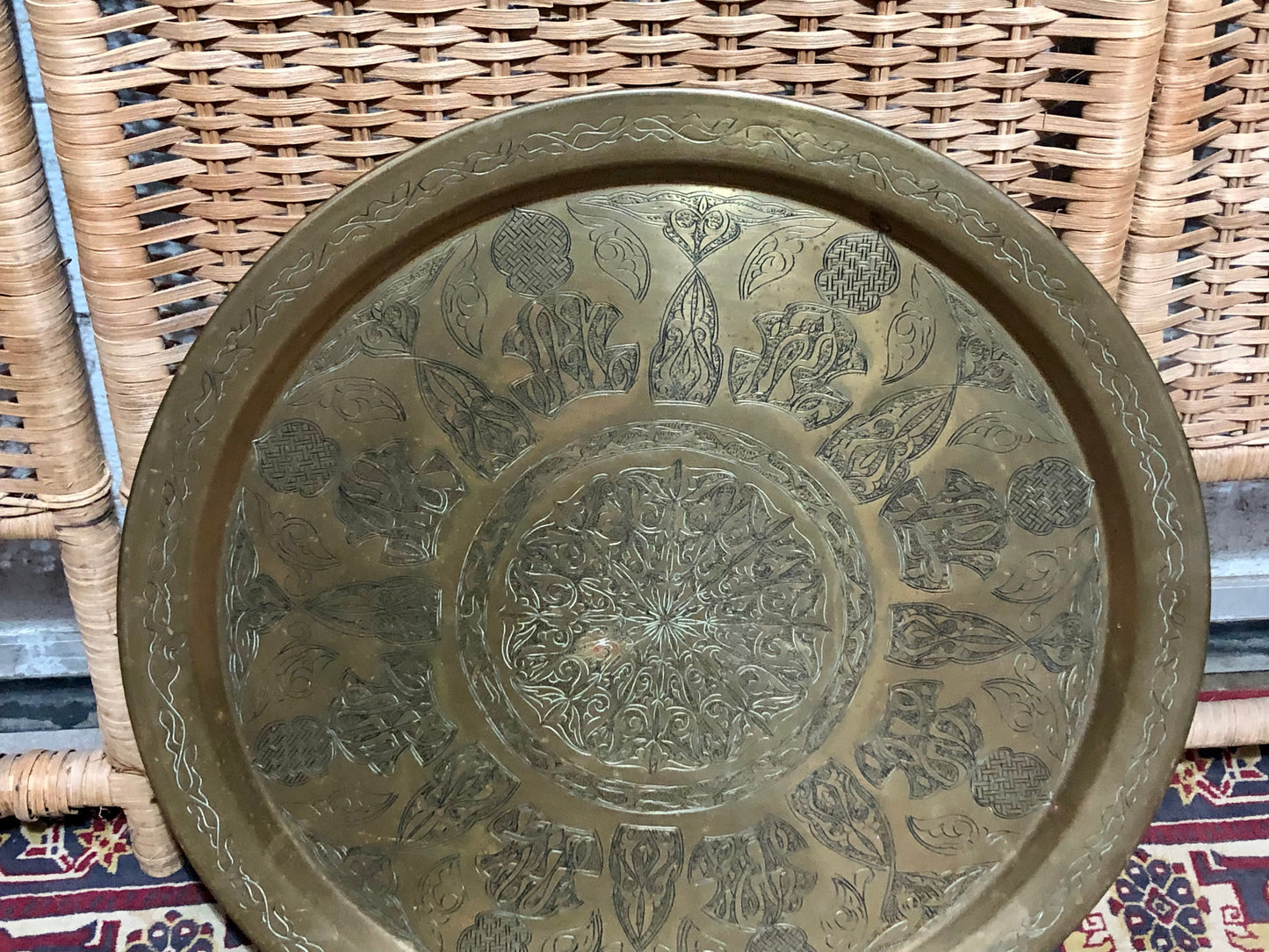 000601....Handsome Vintage Brass Top Table