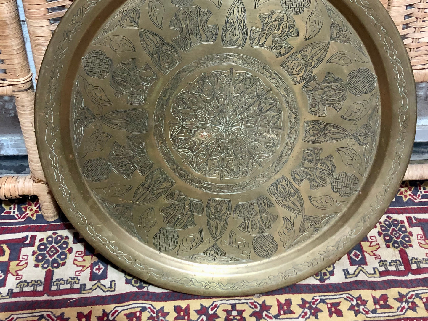 000601....Handsome Vintage Brass Top Table