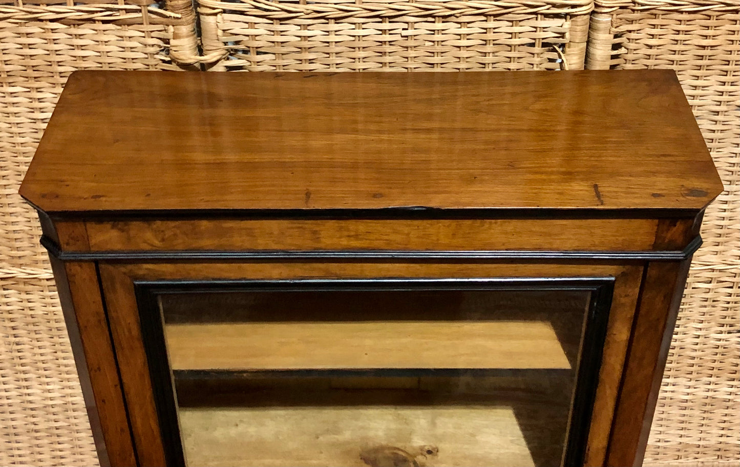 000604....Handsome Antique French Walnut Pier Cabinet/Bookcase