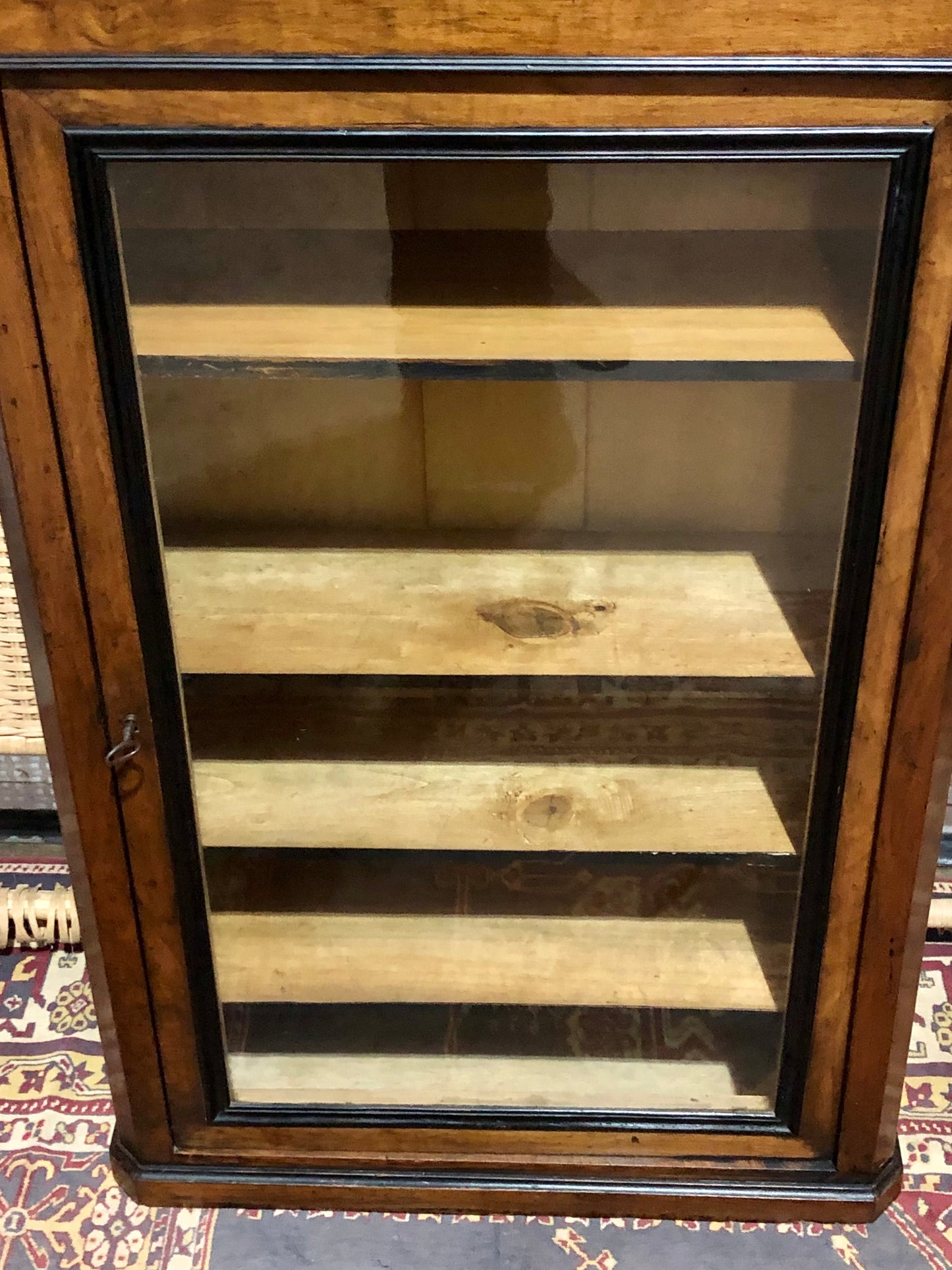 000604....Handsome Antique French Walnut Pier Cabinet/Bookcase