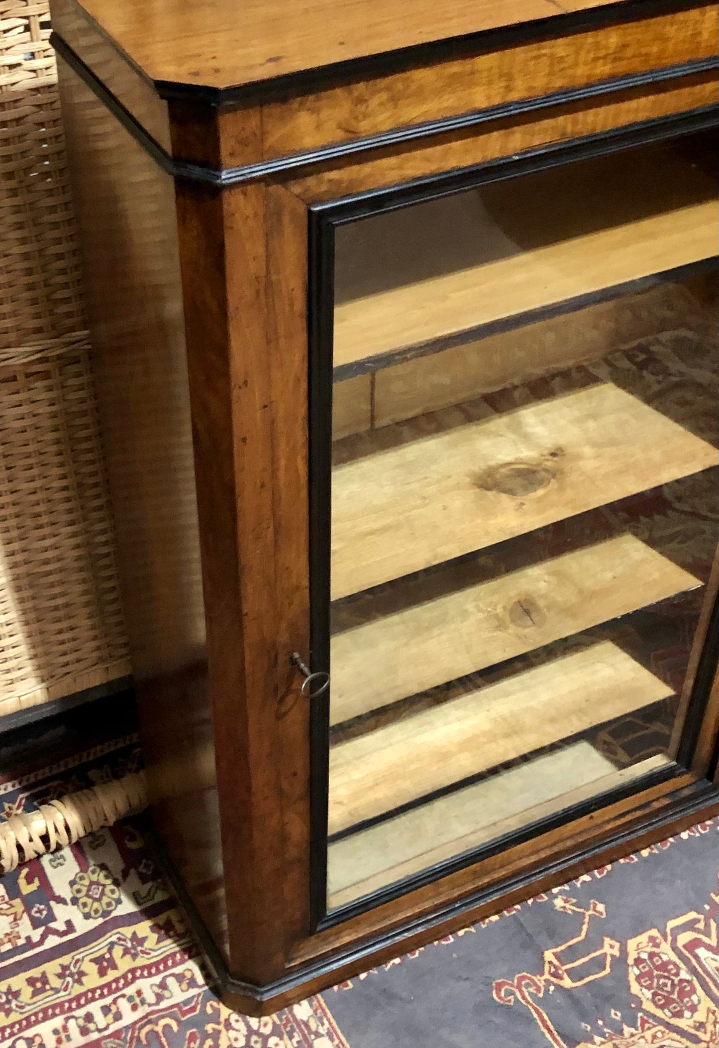 000604....Handsome Antique French Walnut Pier Cabinet/Bookcase