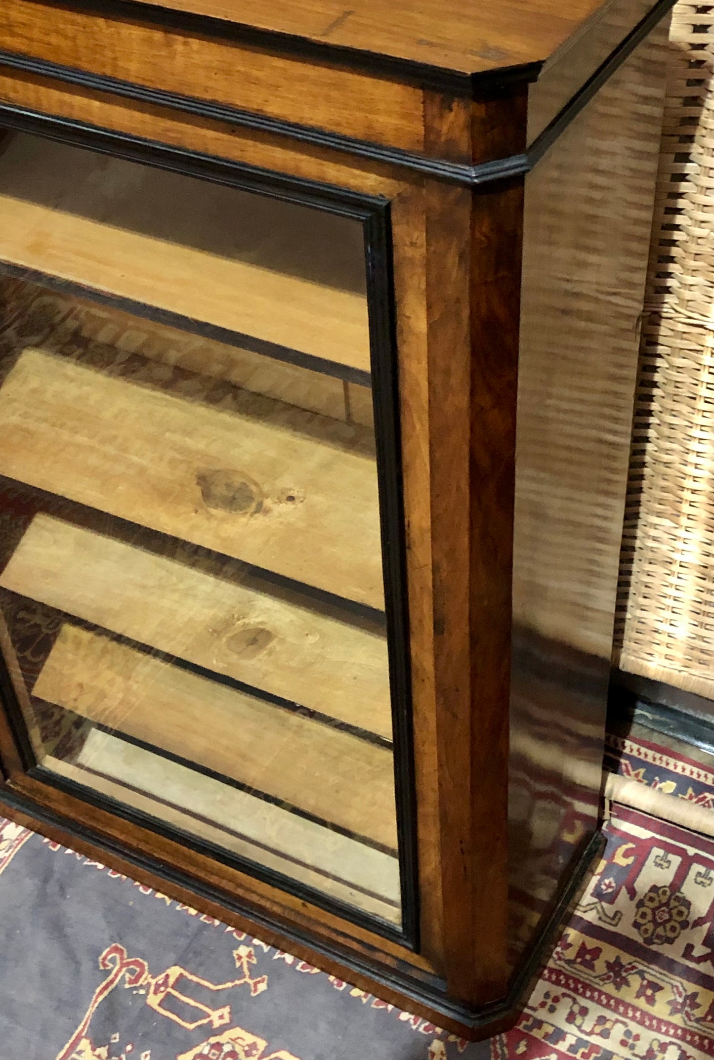 000604....Handsome Antique French Walnut Pier Cabinet/Bookcase