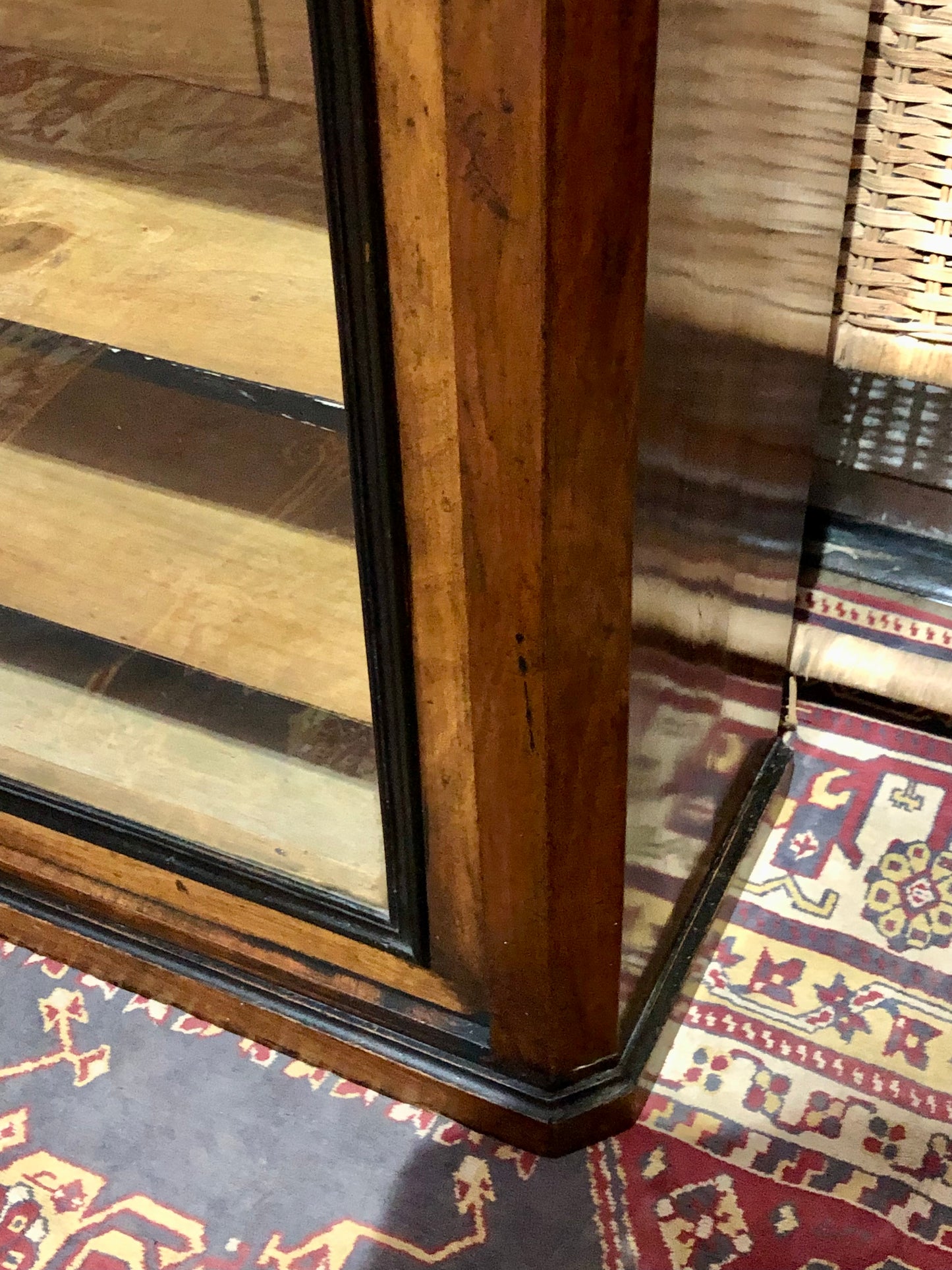 000604....Handsome Antique French Walnut Pier Cabinet/Bookcase