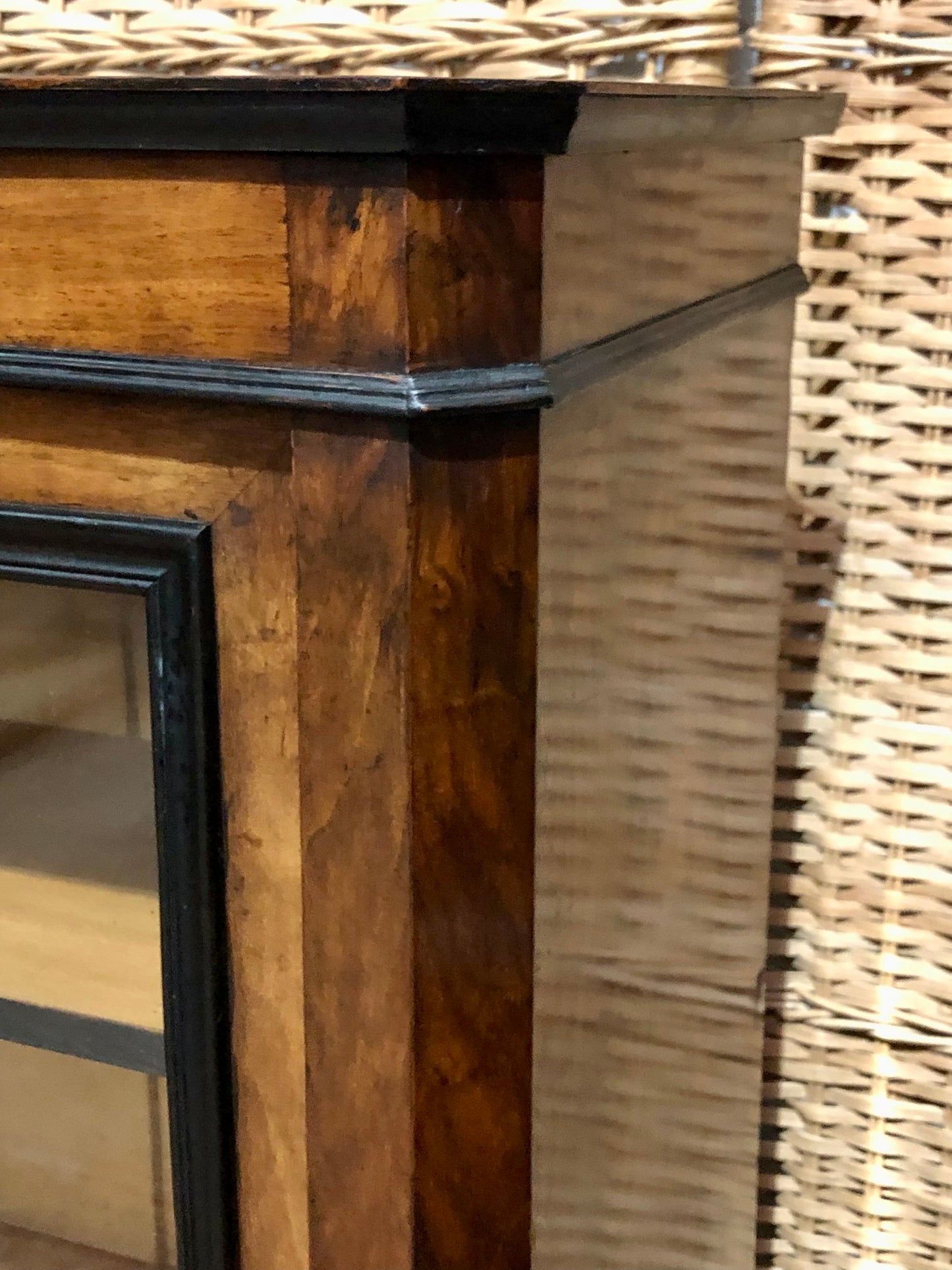 000604....Handsome Antique French Walnut Pier Cabinet/Bookcase