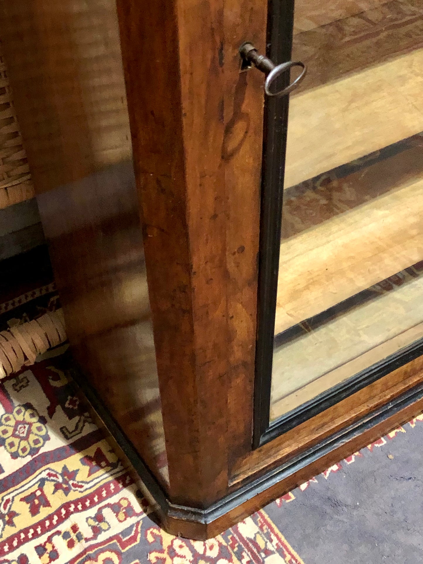 000604....Handsome Antique French Walnut Pier Cabinet/Bookcase