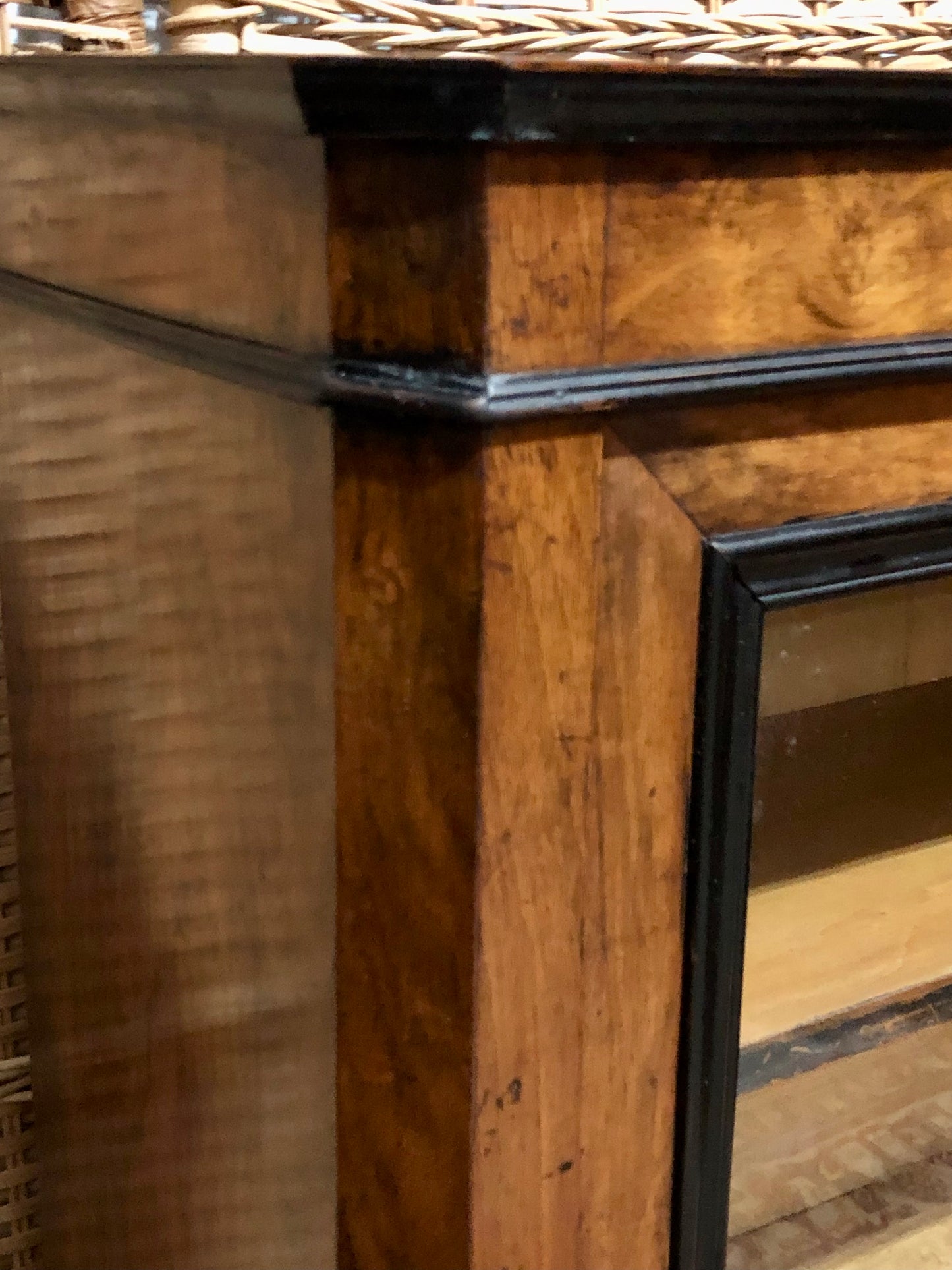 000604....Handsome Antique French Walnut Pier Cabinet/Bookcase