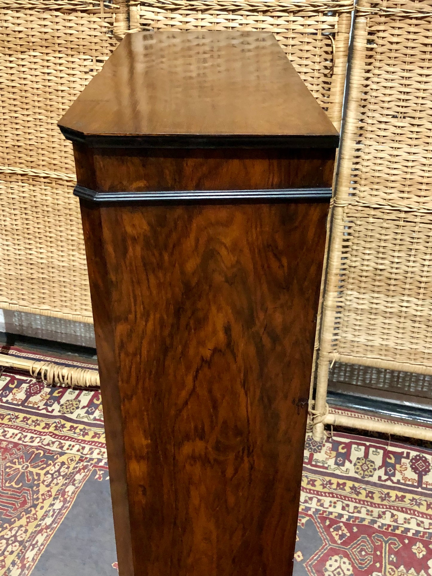 000604....Handsome Antique French Walnut Pier Cabinet/Bookcase